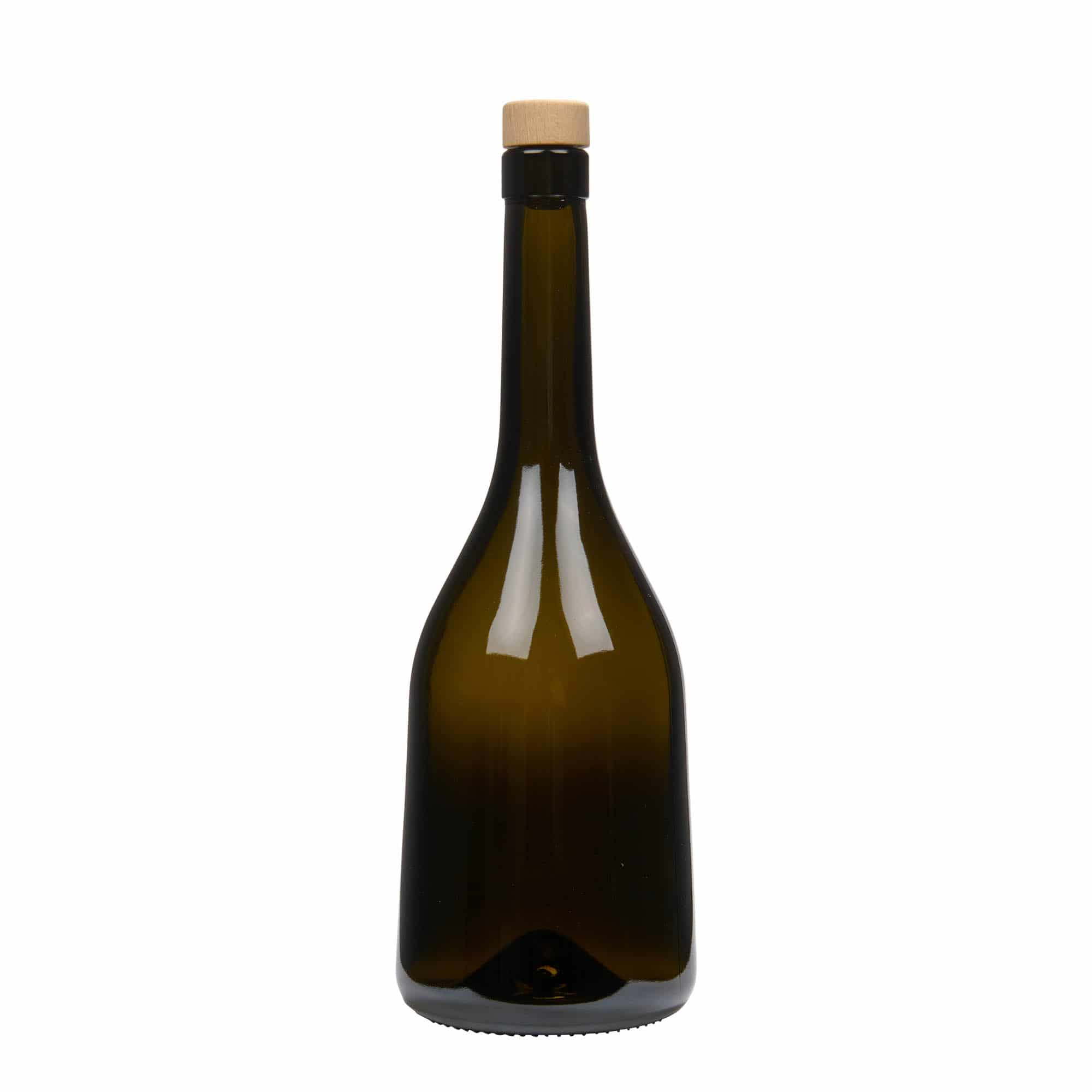 750 ml стъклена бутилка „Rustica“, антично зелено, затваряне: коркова тапа