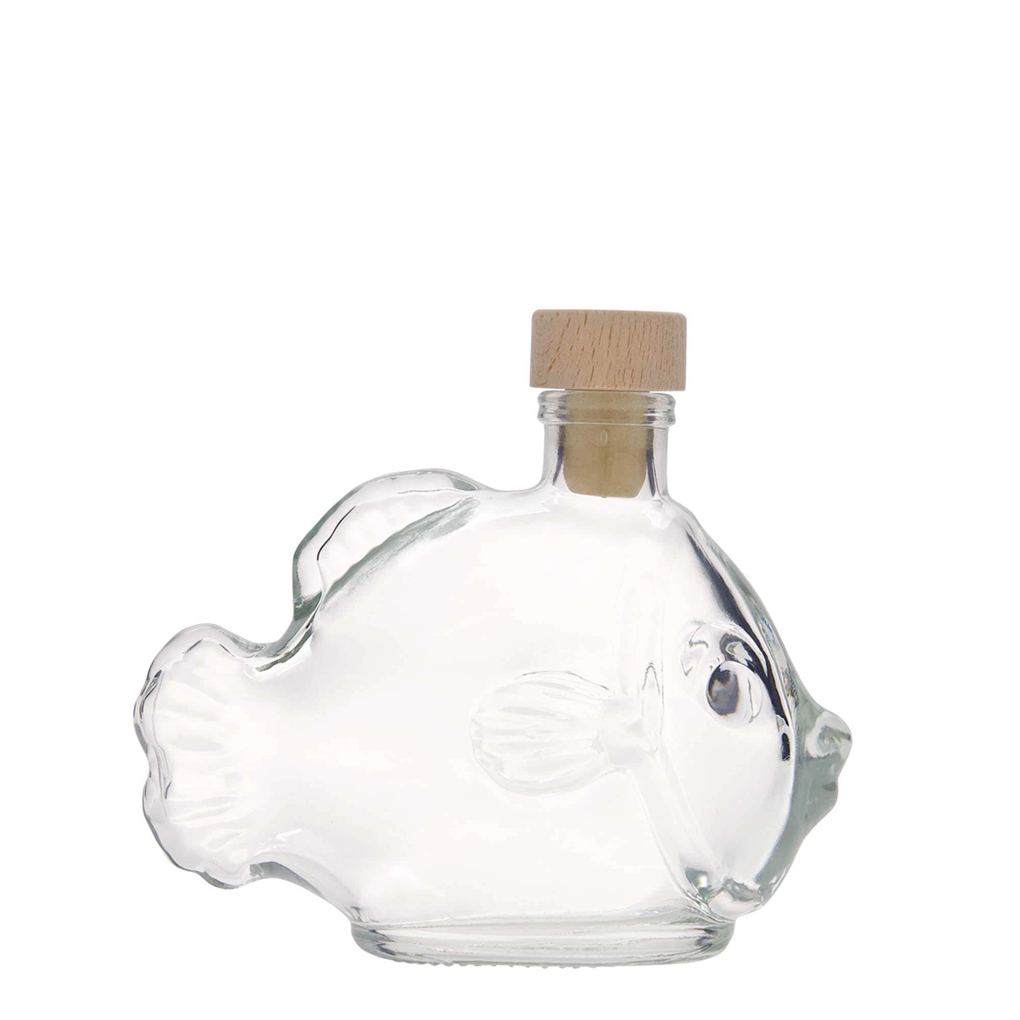 200 ml стъклена бутилка „Риба“, затваряне: коркова тапа