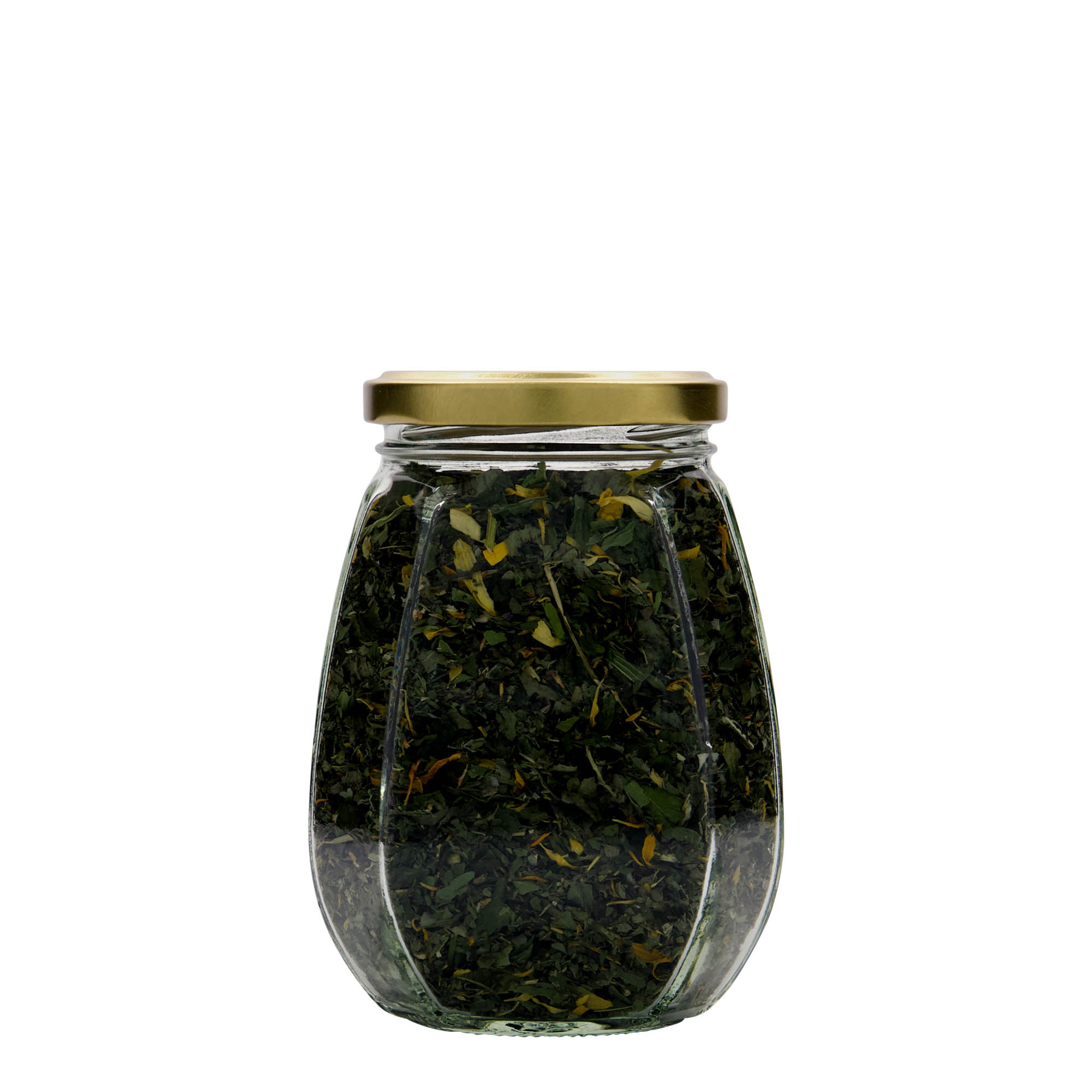 385 мл стъклен съд за бижута, шестоъгълен, отвор: Twist-Off (TO 63)