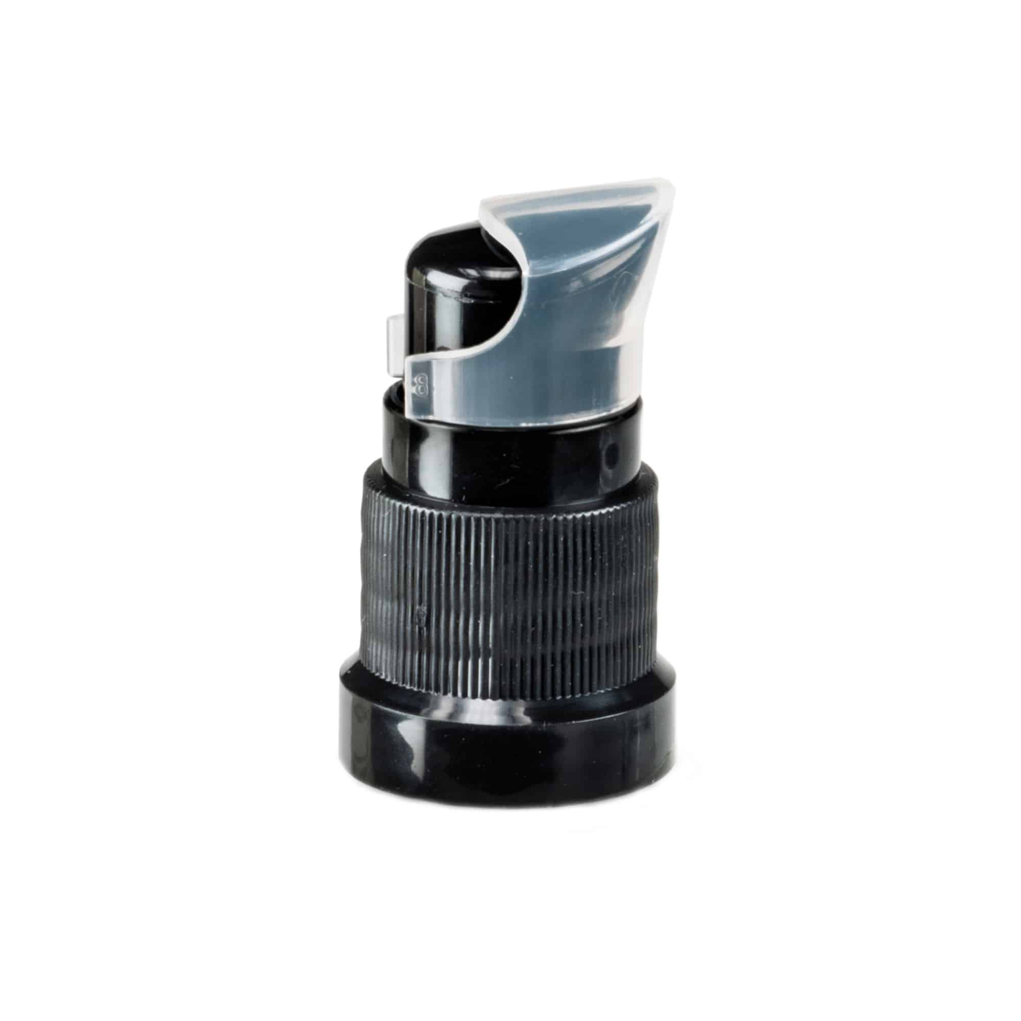 Винтова капачка с помпа за лосион, PP пластмаса, черна, за отвор: DIN 18