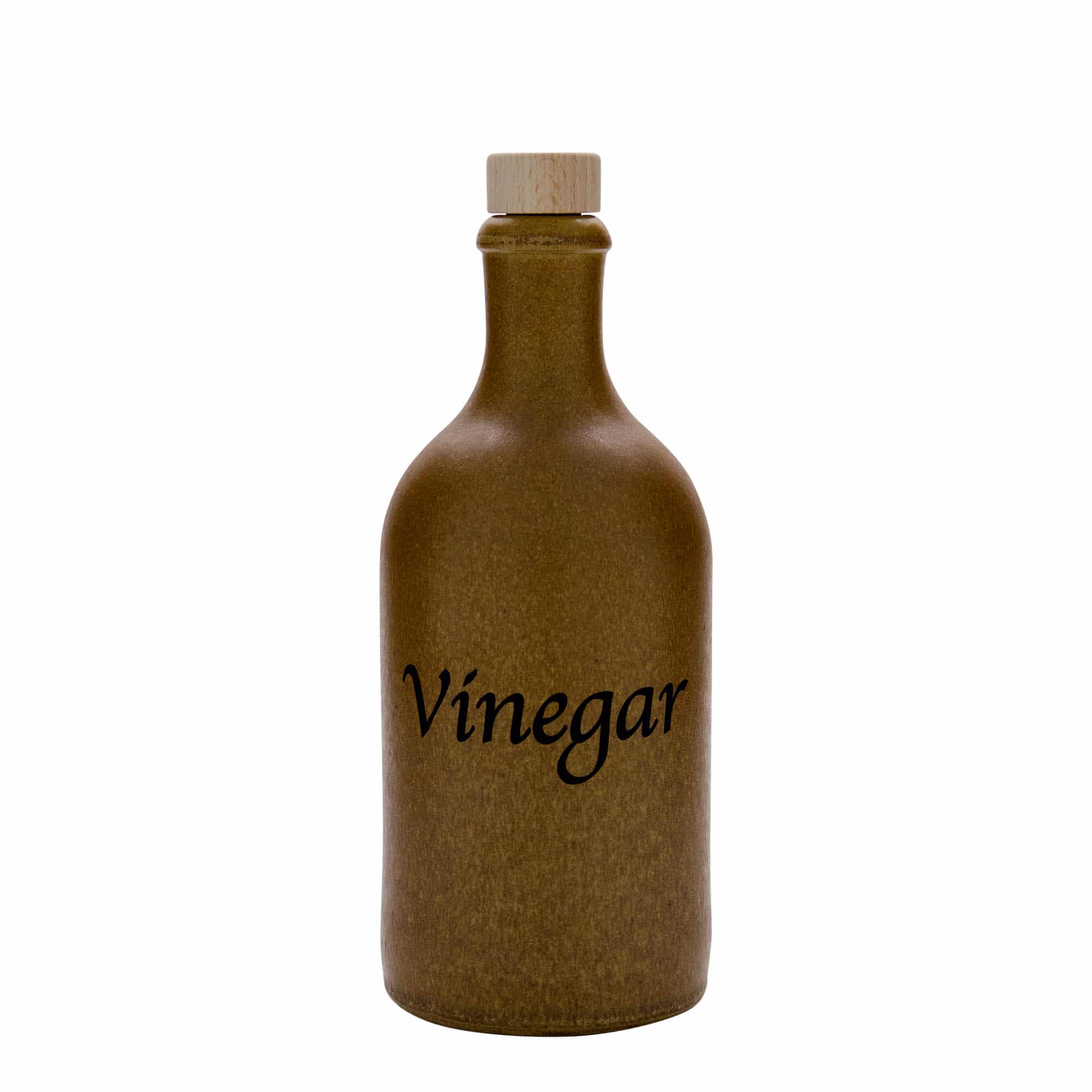 500 ml бутилка от каменна керамика, мотив: Vinegar, каменна керамика, кафяво-кристална, затваряне: коркова тапа