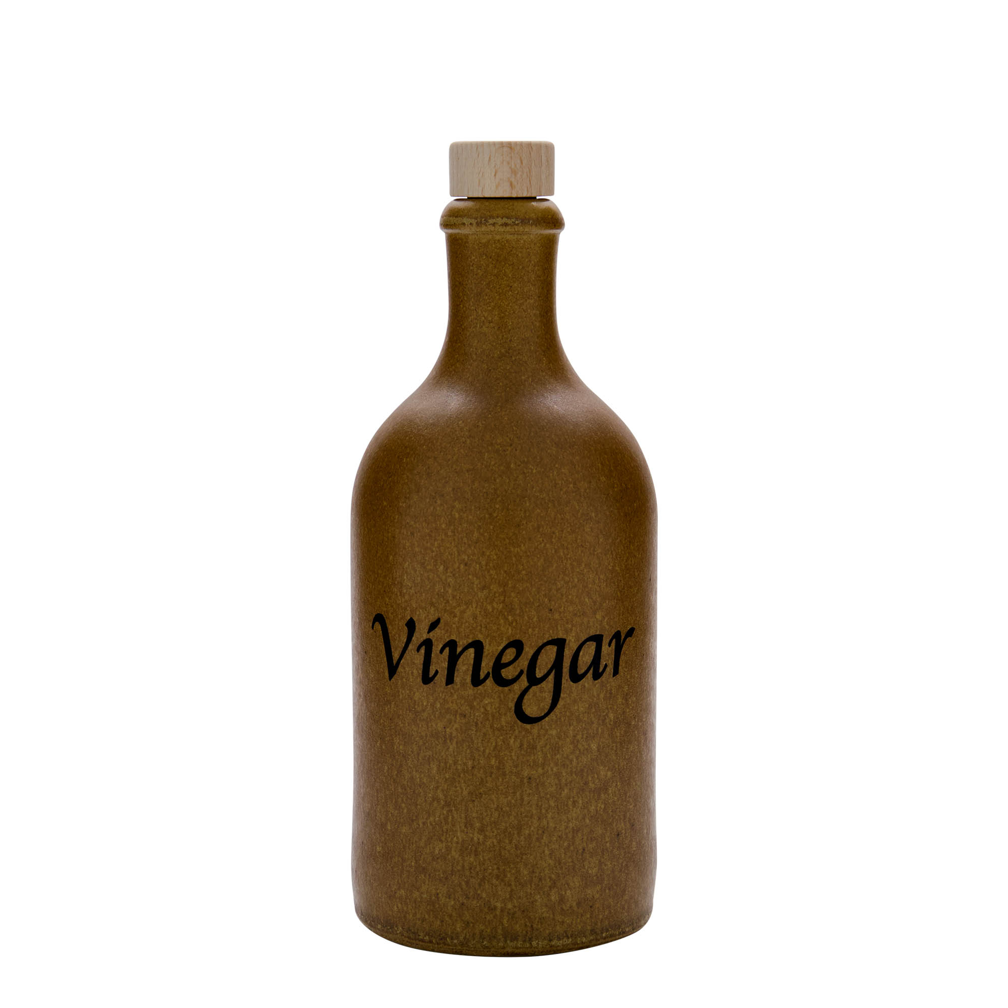 500 ml бутилка от каменна керамика, мотив: Vinegar, каменна керамика, кафяво-кристална, затваряне: коркова тапа