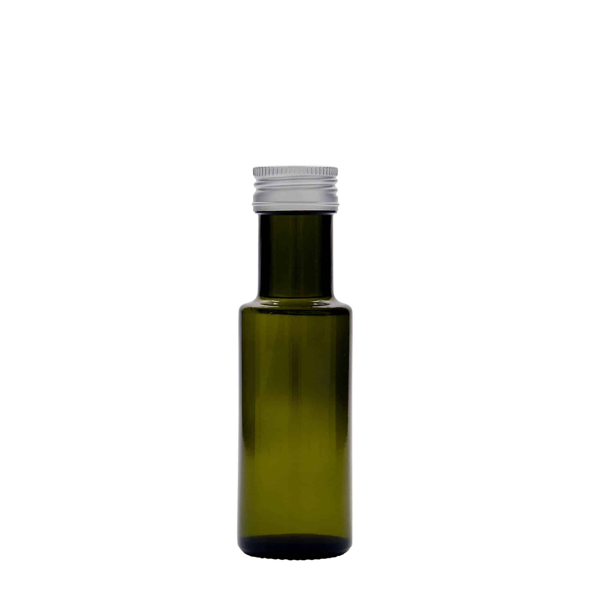 100 ml стъклена бутилка „Dorica“, антично зелено, затваряне: капачка PP 31,5