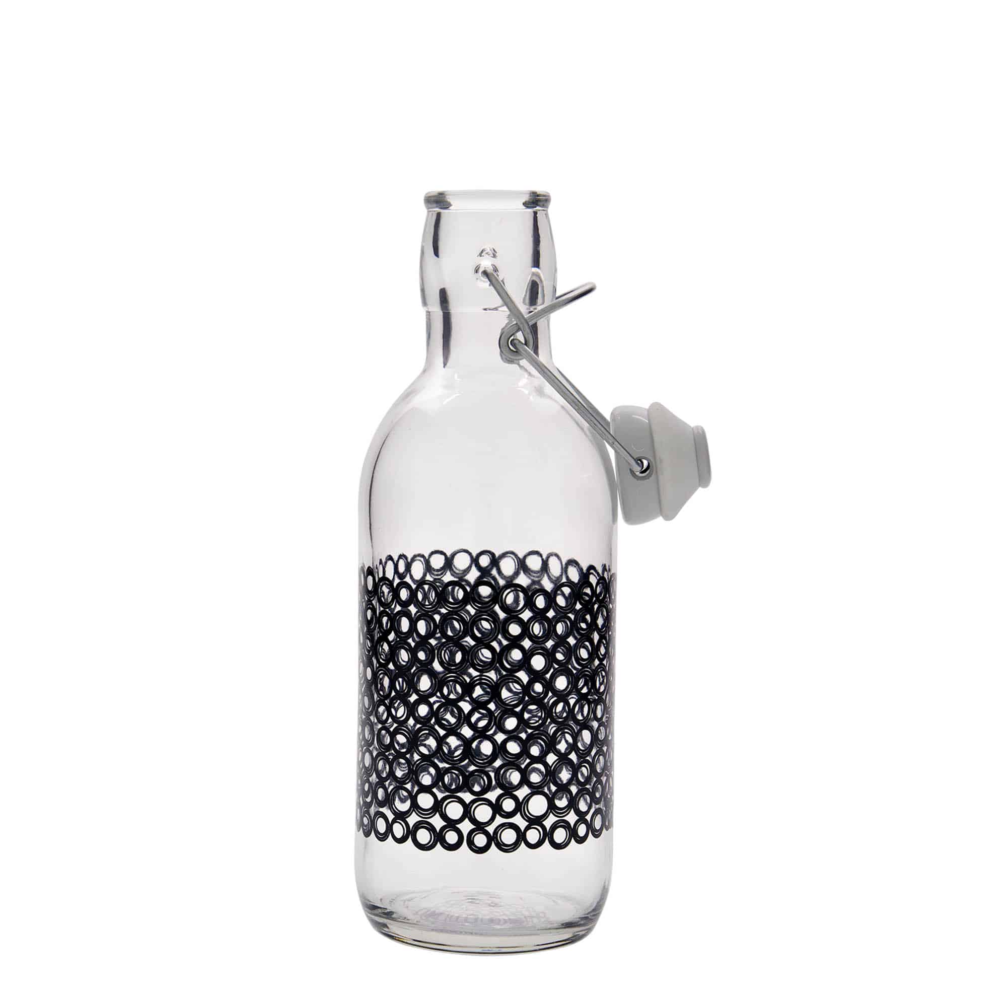 500 ml стъклена бутилка „Emilia“, мотив: Circola nero, затваряне: тапа с клипс 500 ml стъклена бутилка „Emilia“, мотив: Circola nero, затваряне: тапа с клипс