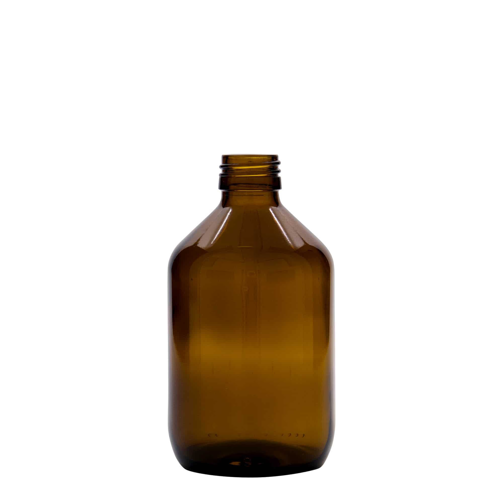 300 ml бутилка за лекарства, кафява, стъклена, затваряне: капачка PP 28