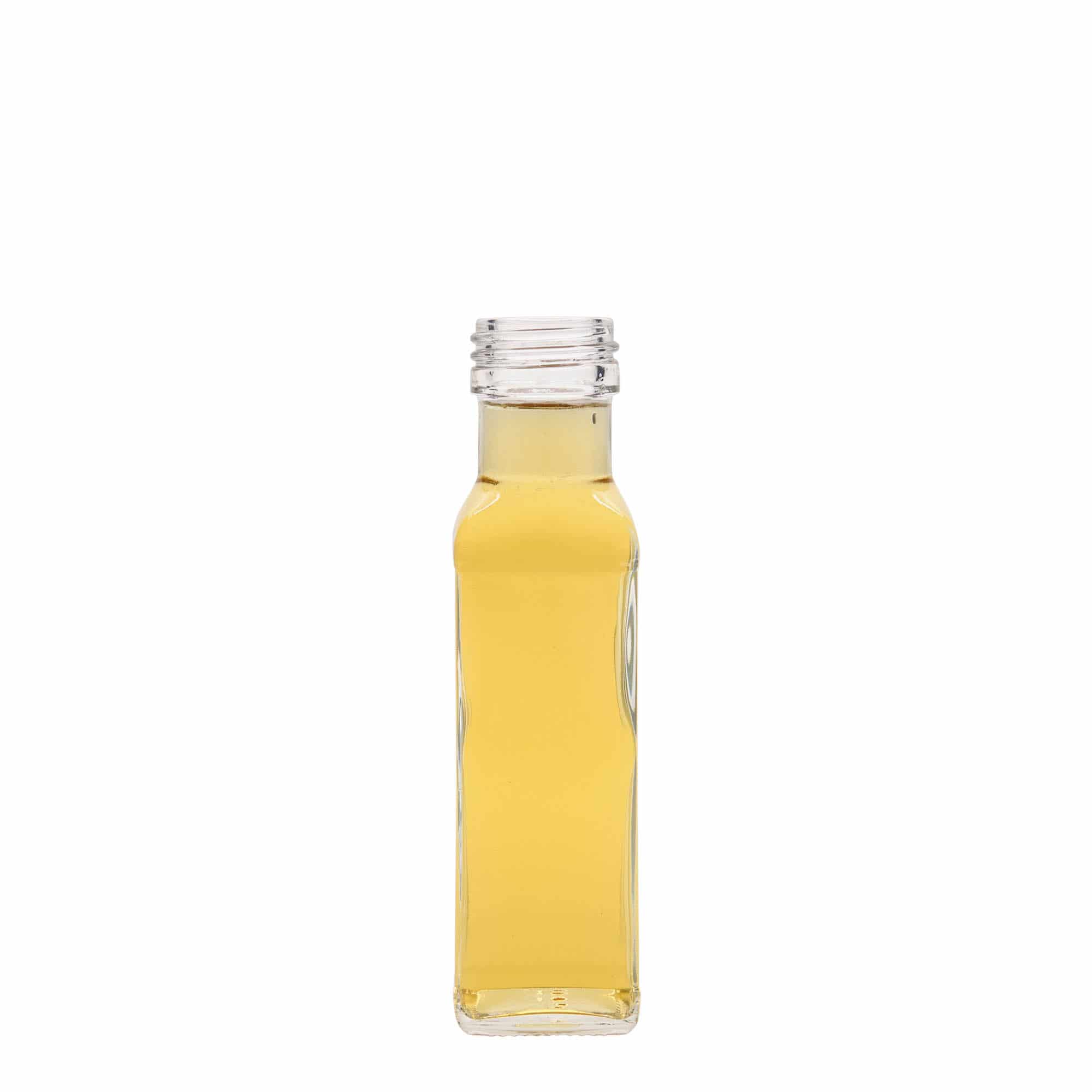 100 ml стъклена бутилка „Marasca“, квадратна, затваряне: капачка PP 31,5