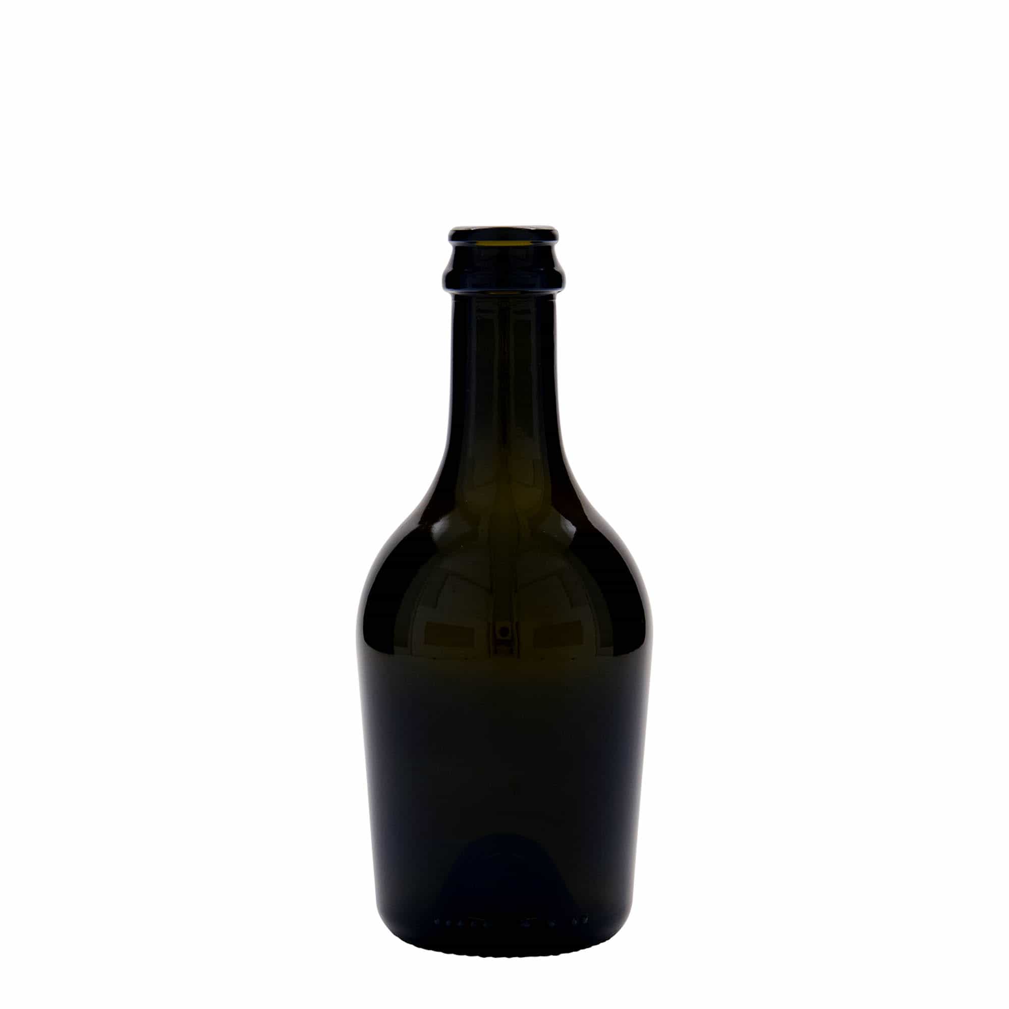 330 ml бутилка за бира/шампанско „Butterfly“, стъклена, антично зелено, затваряне: метална капачка за бутилки