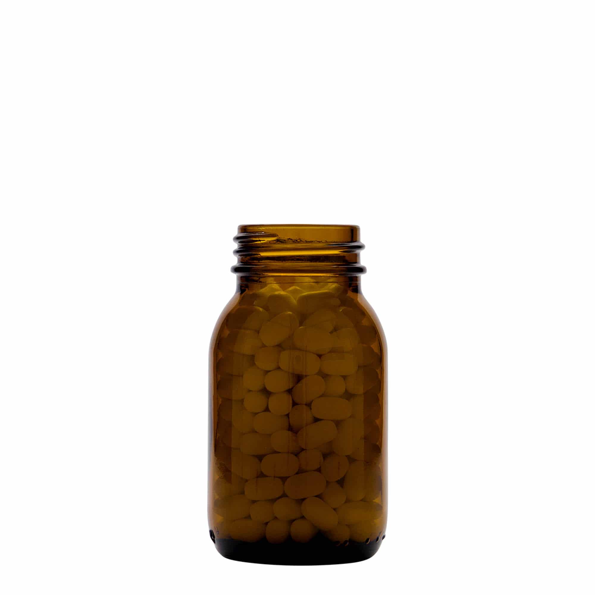 125 ml буркан с широко гърло, кафяв, затваряне: винтова капачка с резба DIN 40