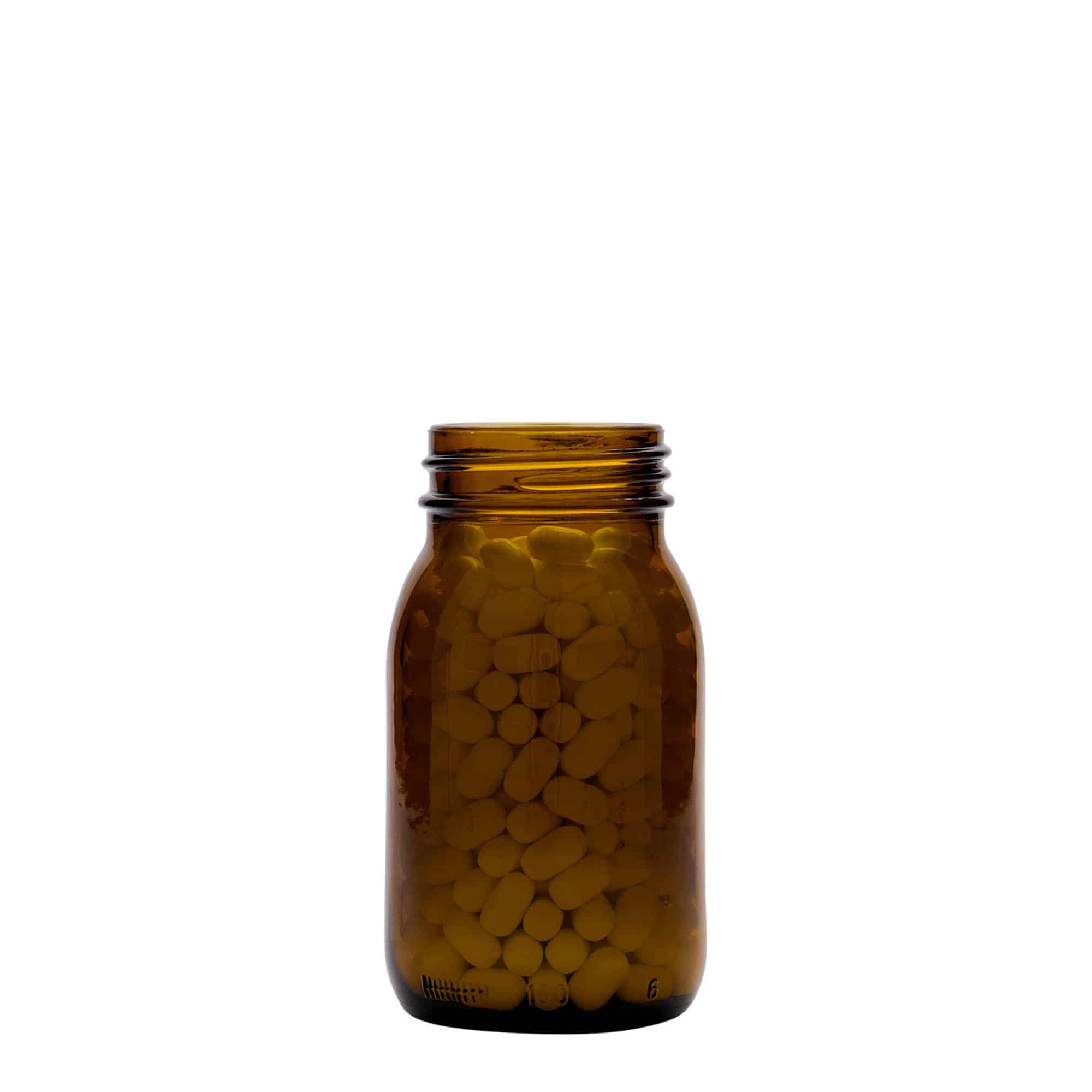 150 ml буркан с широко гърло, кафяв, затваряне: винтова капачка с резба DIN 45