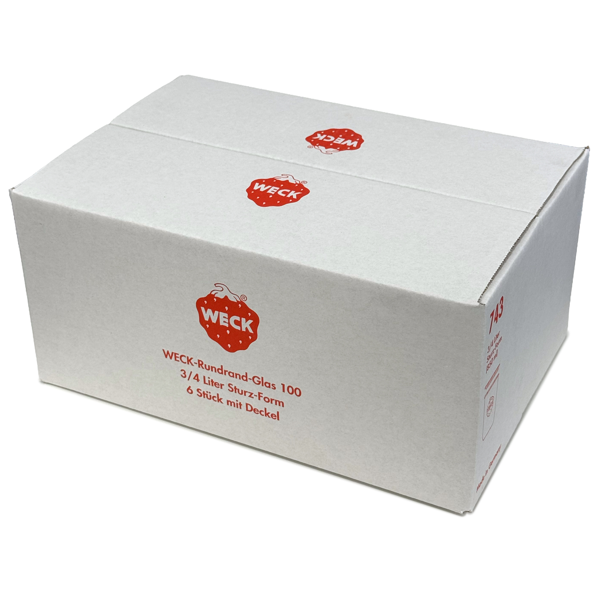 6x 850 ml стъклен буркан WECK с широко гърло със стъклен капак RR 100
