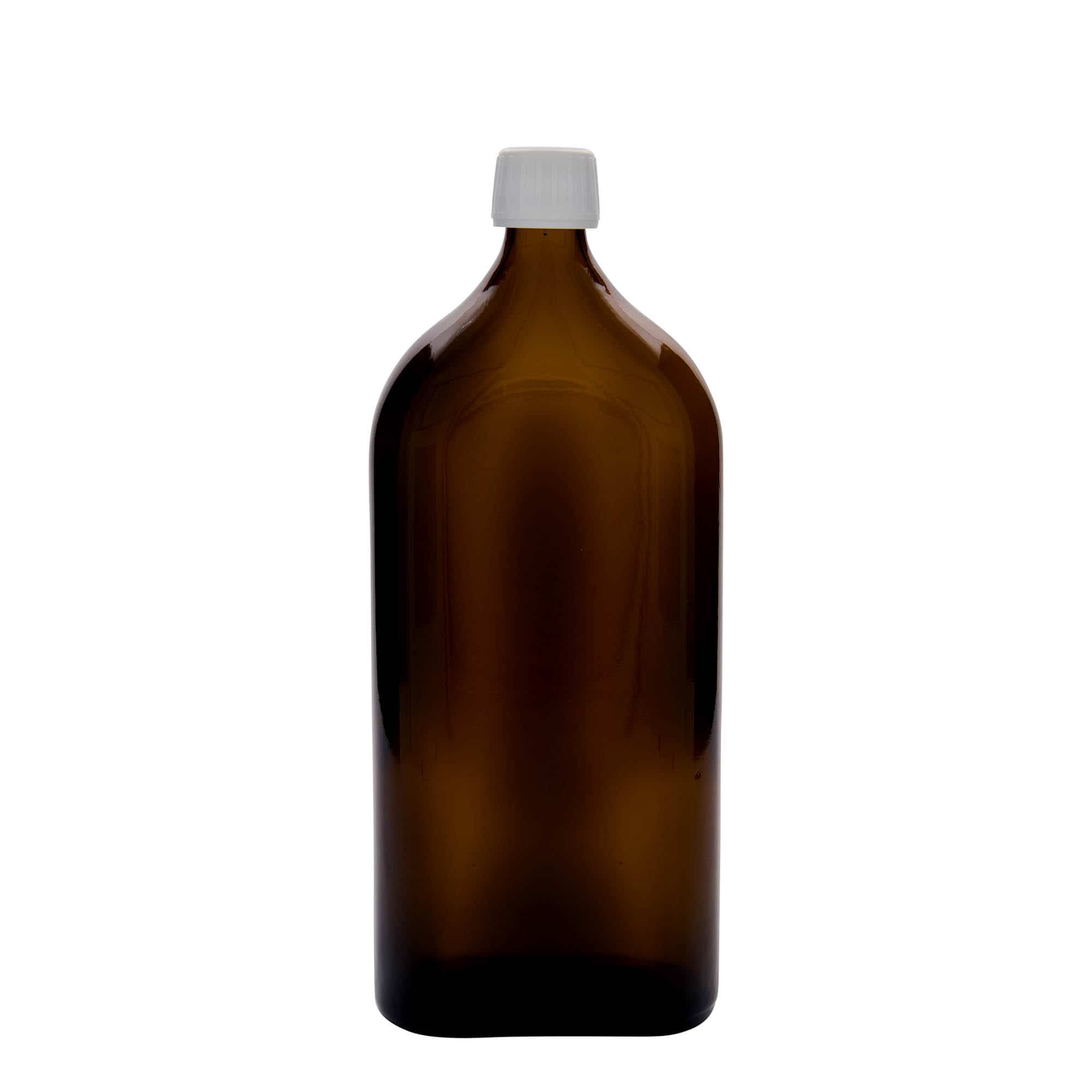 1000 ml бутилка за лекарства Meplat, овална, стъклена, кафява, затваряне: капачка PP 28