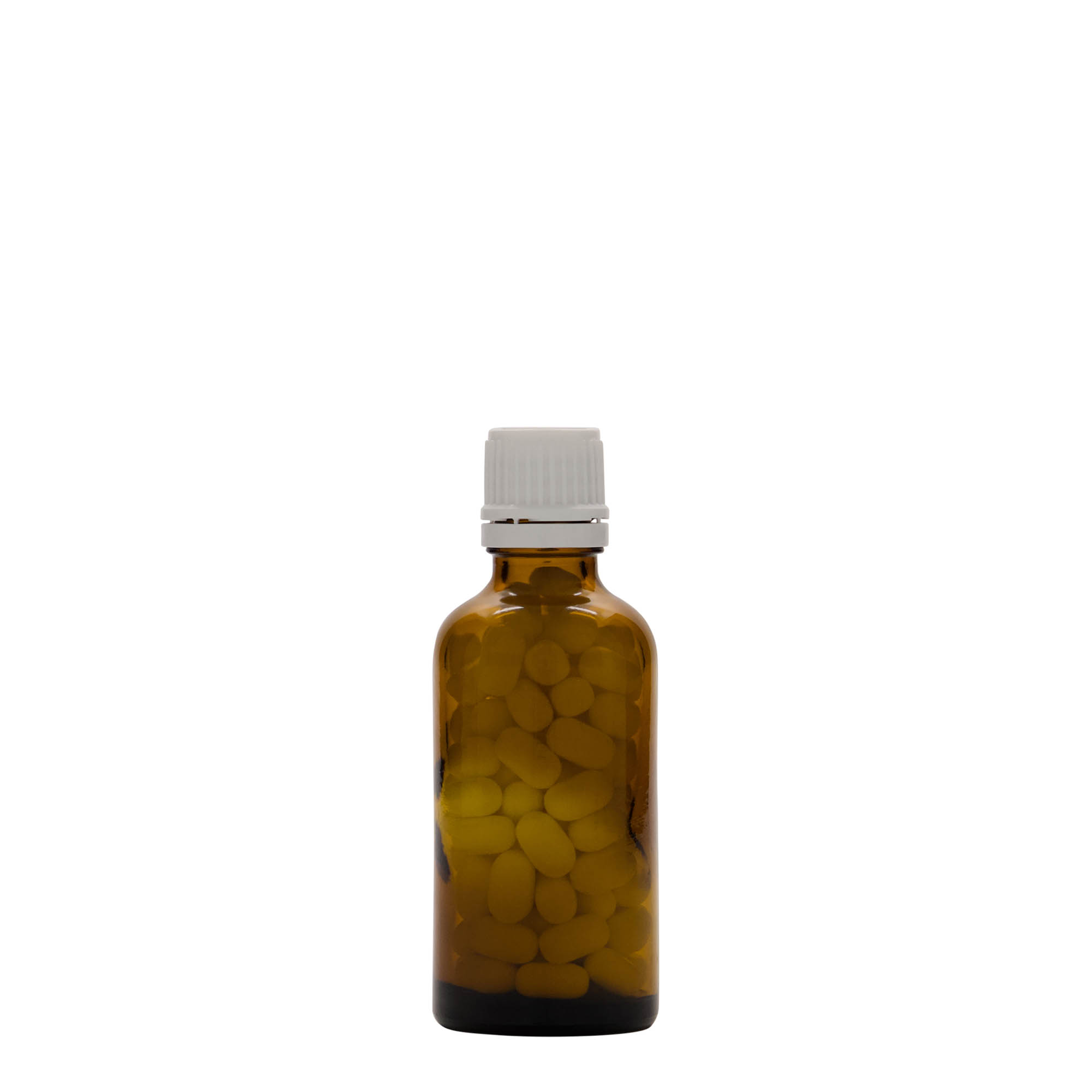 50 ml бутилка за лекарства, стъклена, кафява, затваряне: винтова капачка с резба DIN 18