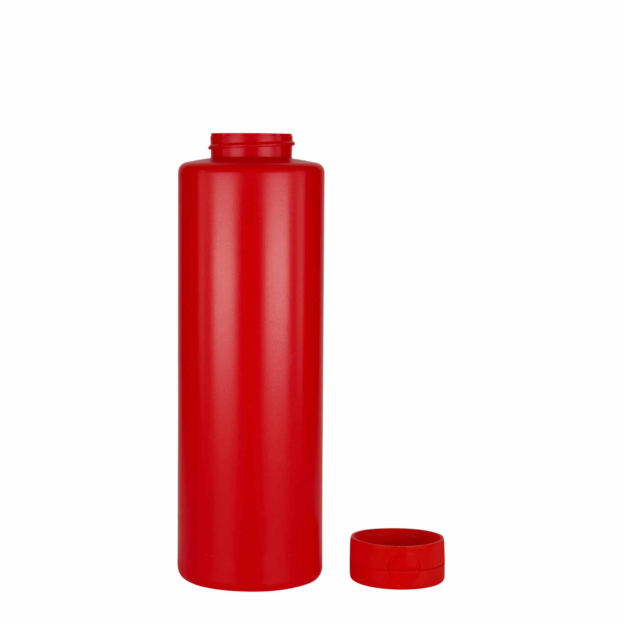500 ml бутилка за сосове, LDPE пластмаса, червена, затваряне: винтова капачка GPI 38/400