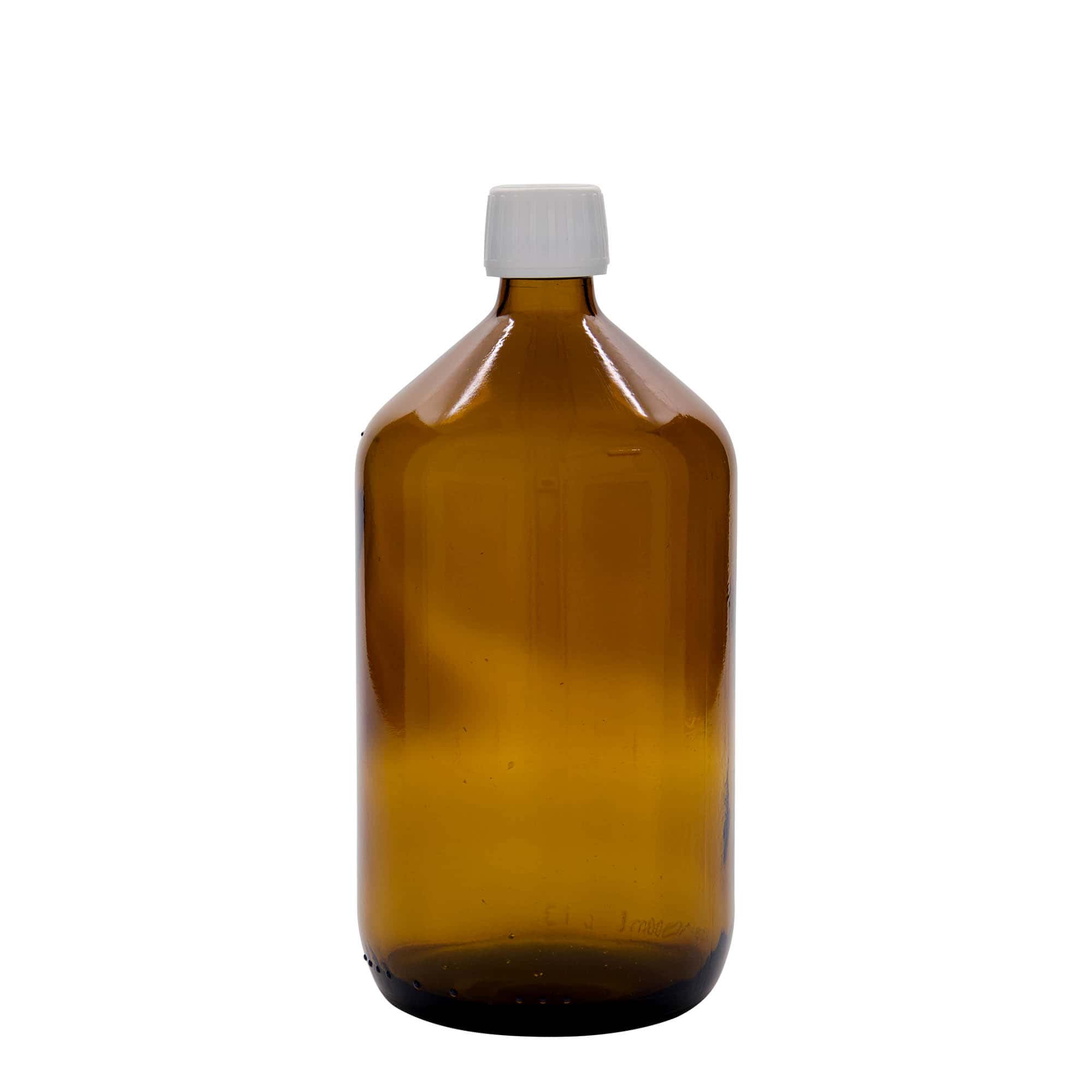 1.000 ml медицинска бутилка, кафява, стъкло, гърло: PP 28