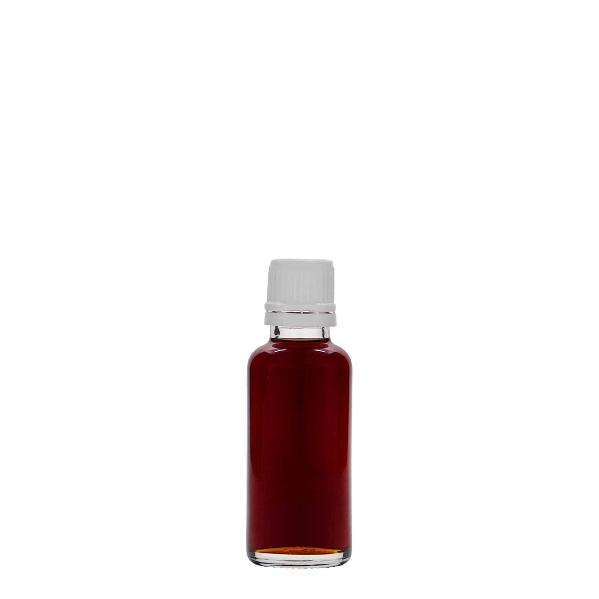 30 ml бутилка за лекарства, стъклена, затваряне: винтова капачка с резба DIN 18