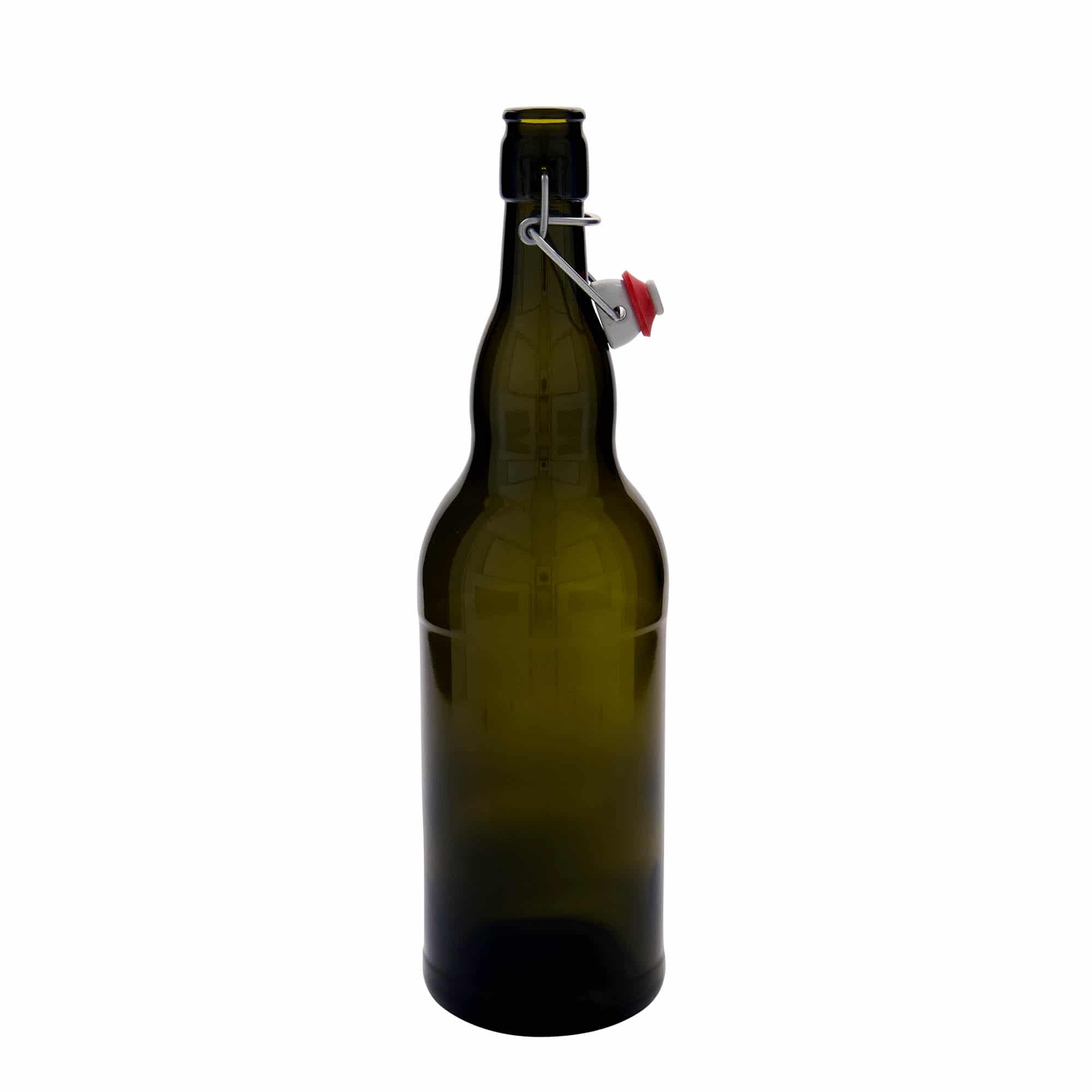 1000 ml бутилка за бира „Белгия“, стъклена, антично зелено, затваряне: тапа с клипс