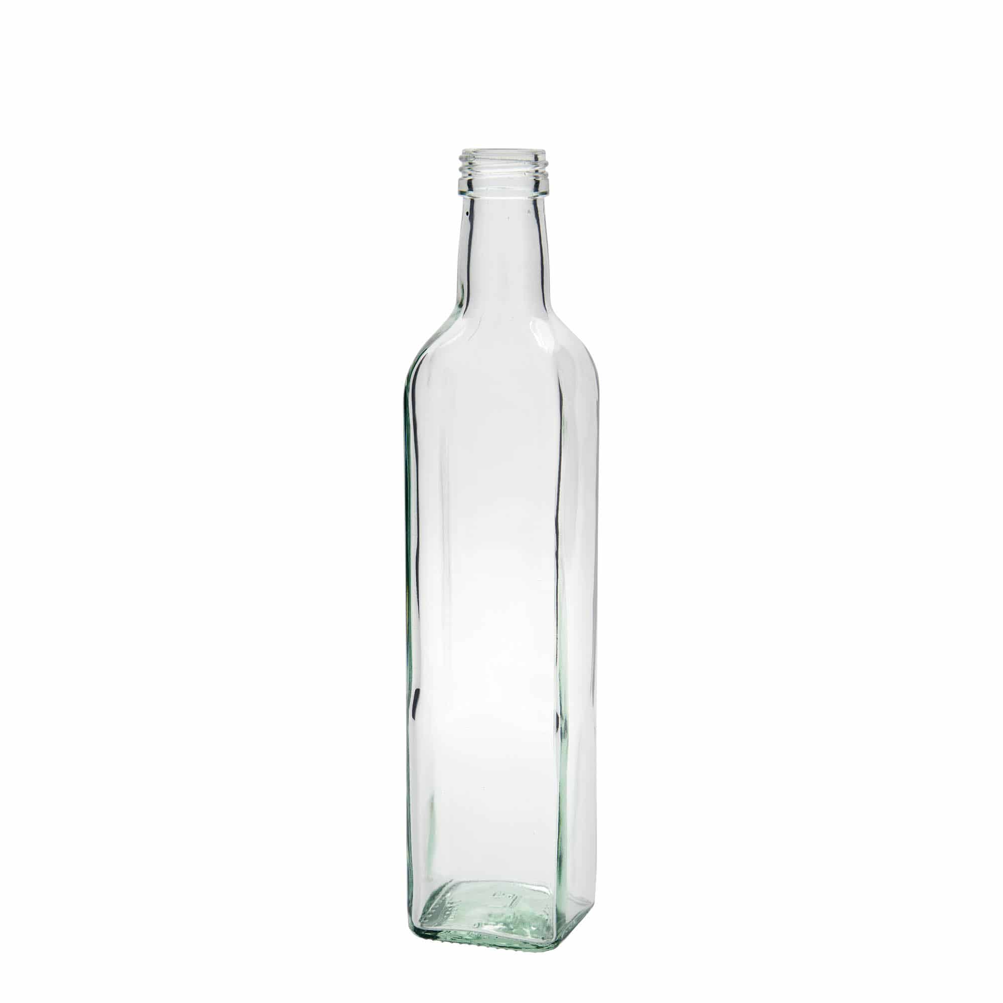 500 ml стъклена бутилка „Marasca“, квадратна, затваряне: капачка PP 31,5