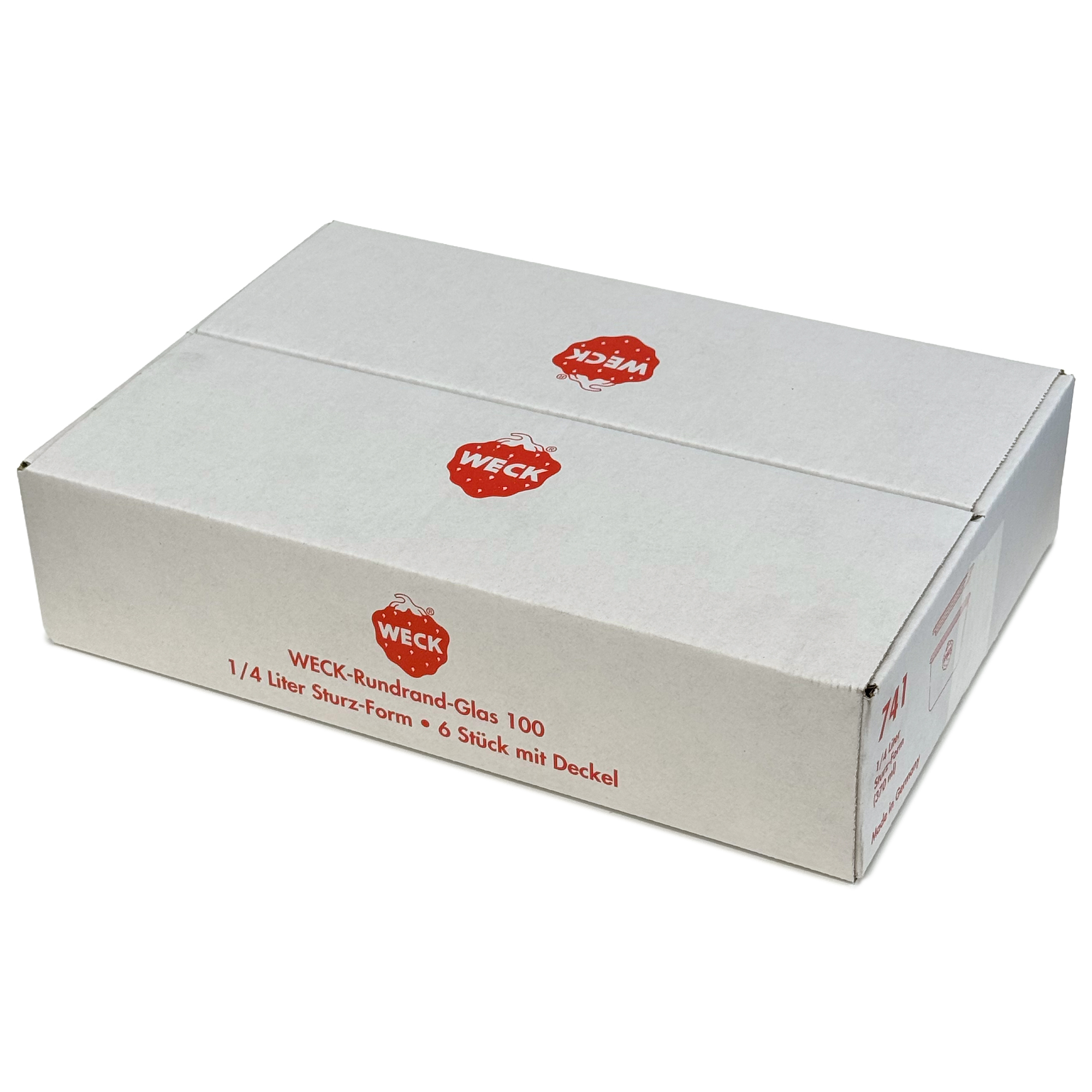 6x 370 ml стъклен буркан WECK с широко гърло със стъклен капак RR 100
