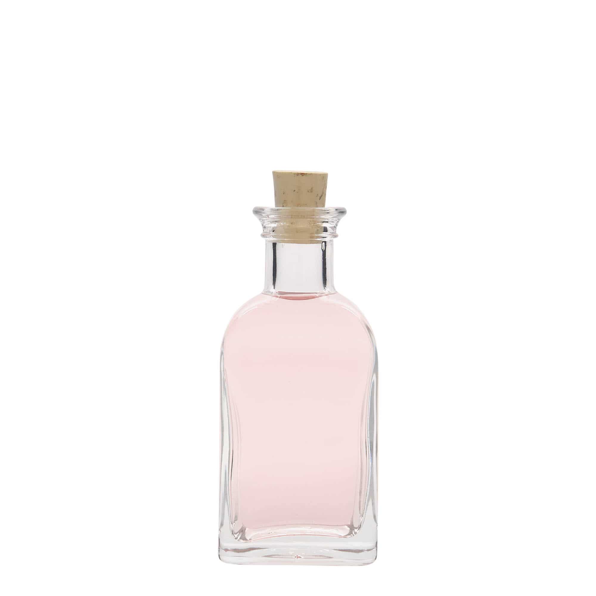 100 ml стъклена аптекарска бутилка „Carré“, квадратна, затваряне: коркова тапа