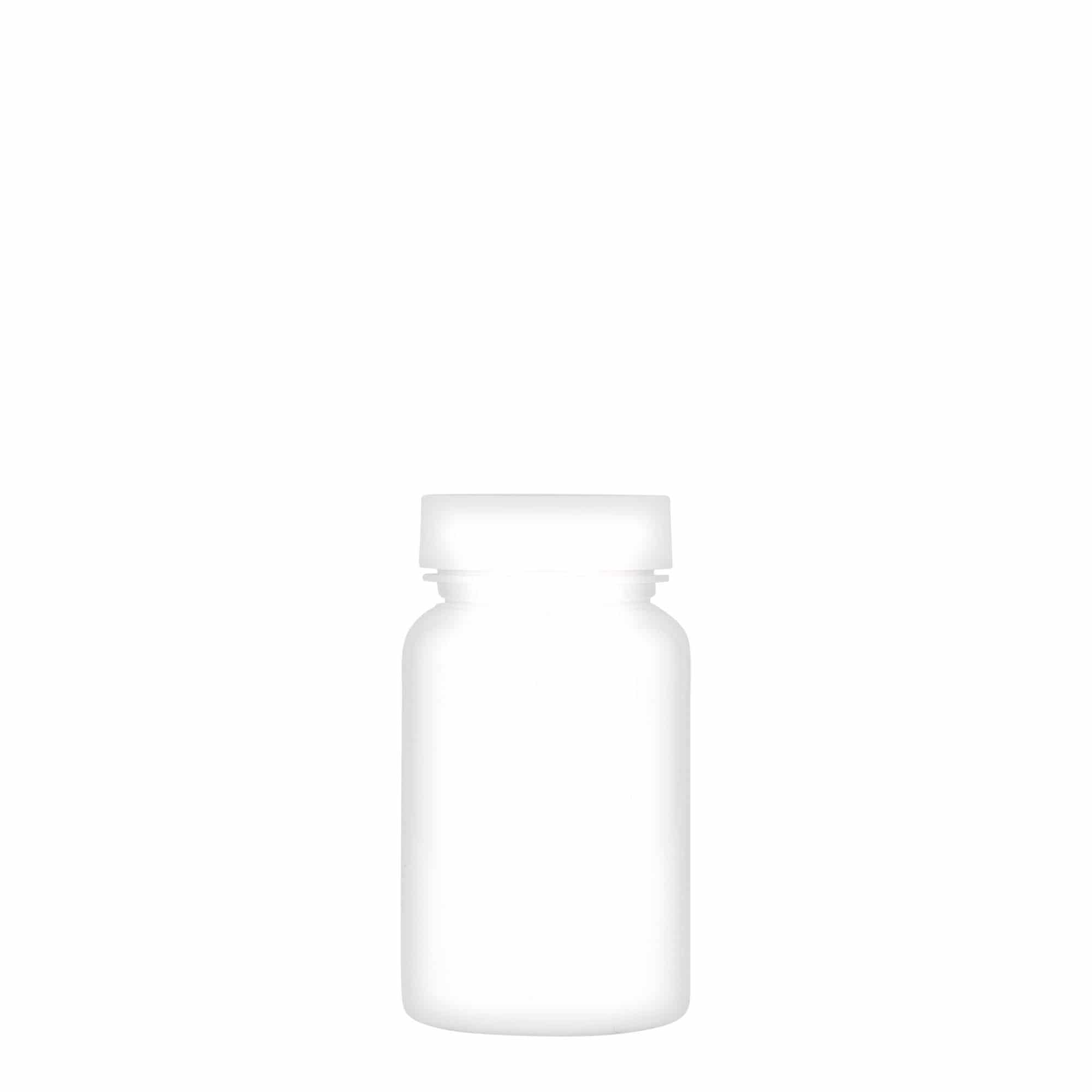75 ml PET буркан за лекарства, пластмасов, бял, затваряне: винтова капачка GPI 38/400