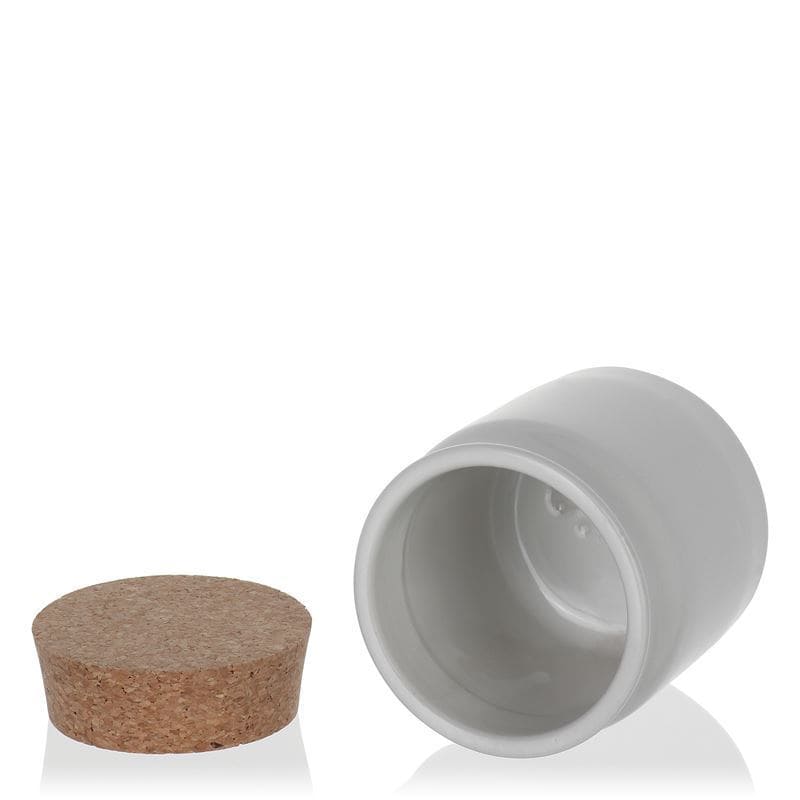 160 ml буркан каменна керамика, керамичен, бял, затваряне: коркова тапа