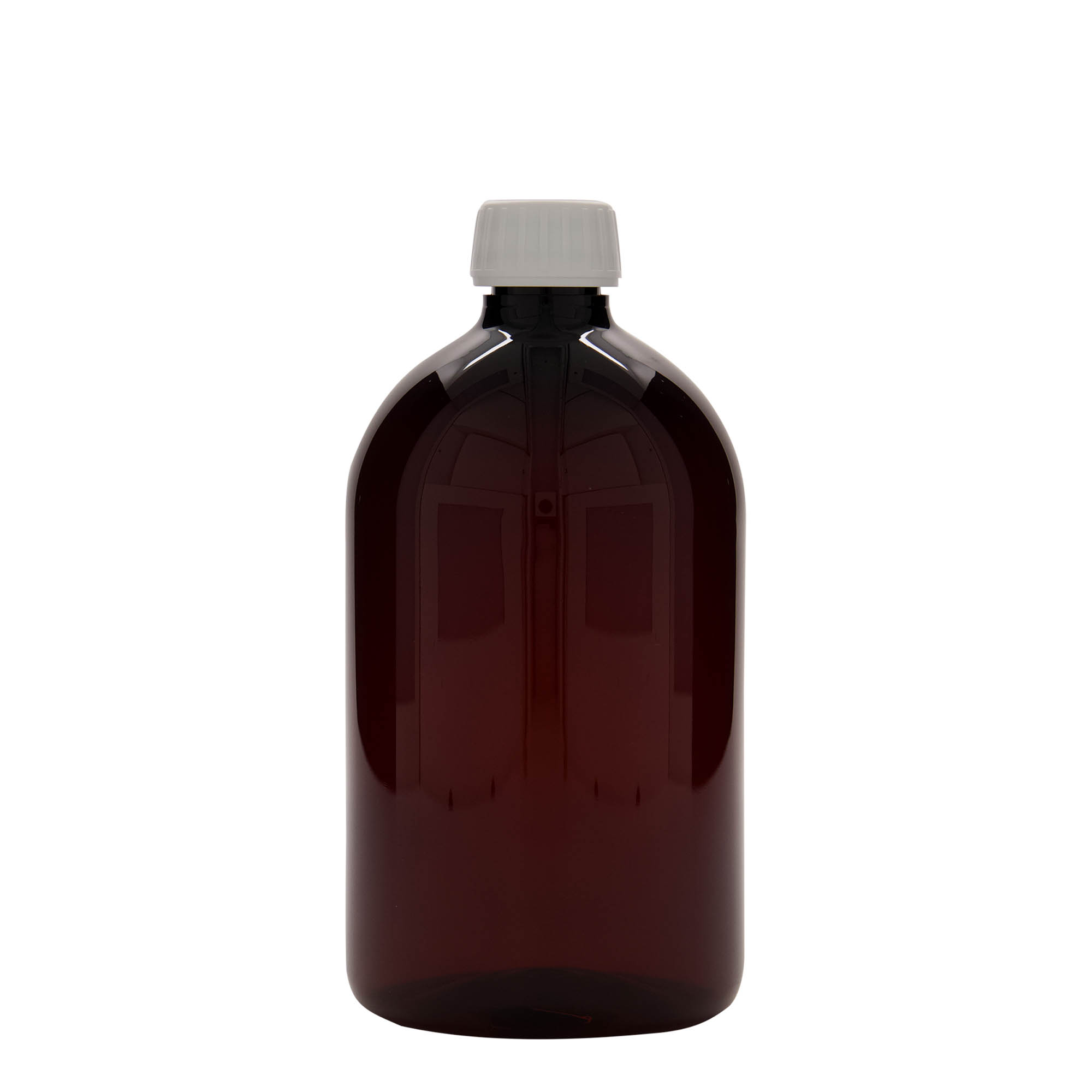 1.000 ml PET медицинска бутилка, кафява, пластмаса, гърло: PP 28
