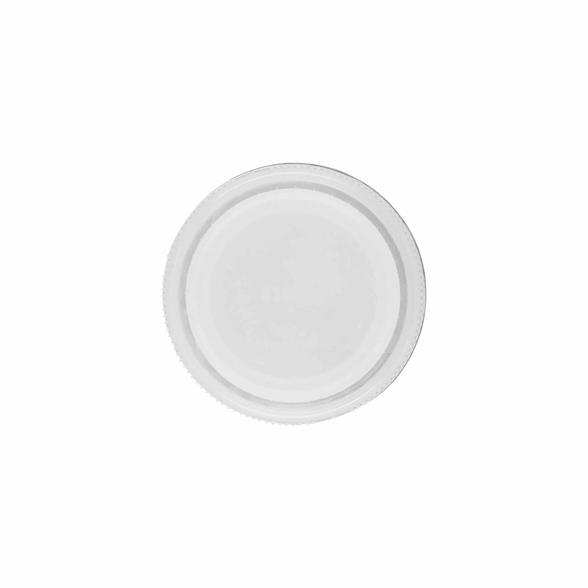 Винтова капачка двустартова резба, PE пластмаса, бяла, за затваряне: PET 38 mm