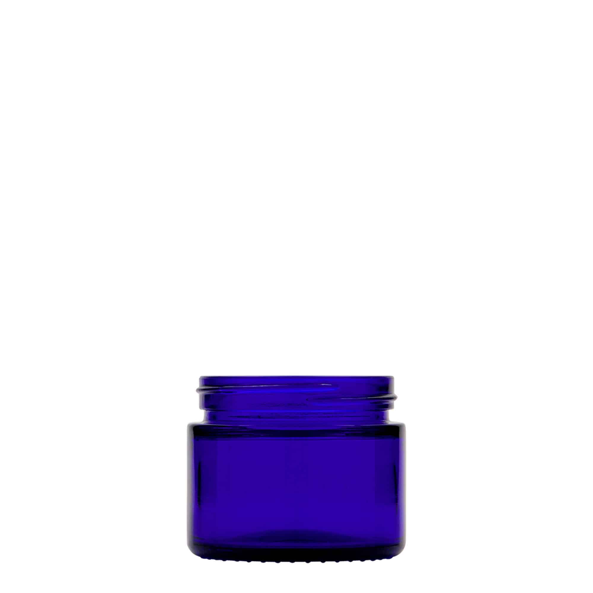 50 ml бурканче за козметични продукти „Blue Edition“, стъклено, кралско синьо, затваряне: винтова капачка
