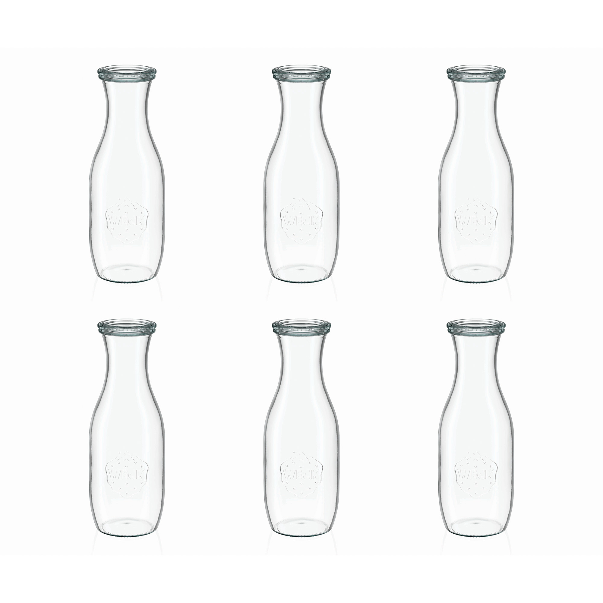 6x 1000 ml бутилка за сок WECK със стъклен капак RR 60