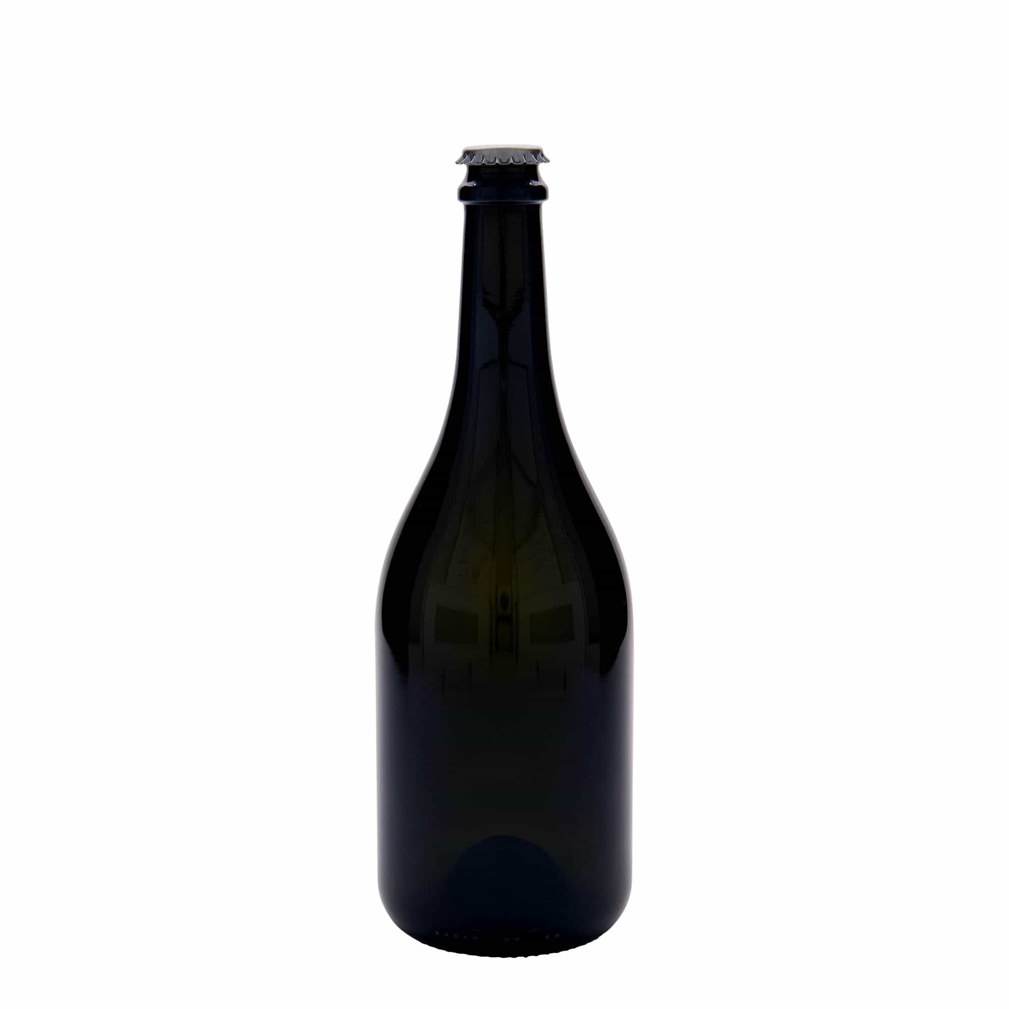750 ml бутилка за бира „Horta“, стъклена, антично зелено, затваряне: метална капачка за бутилки