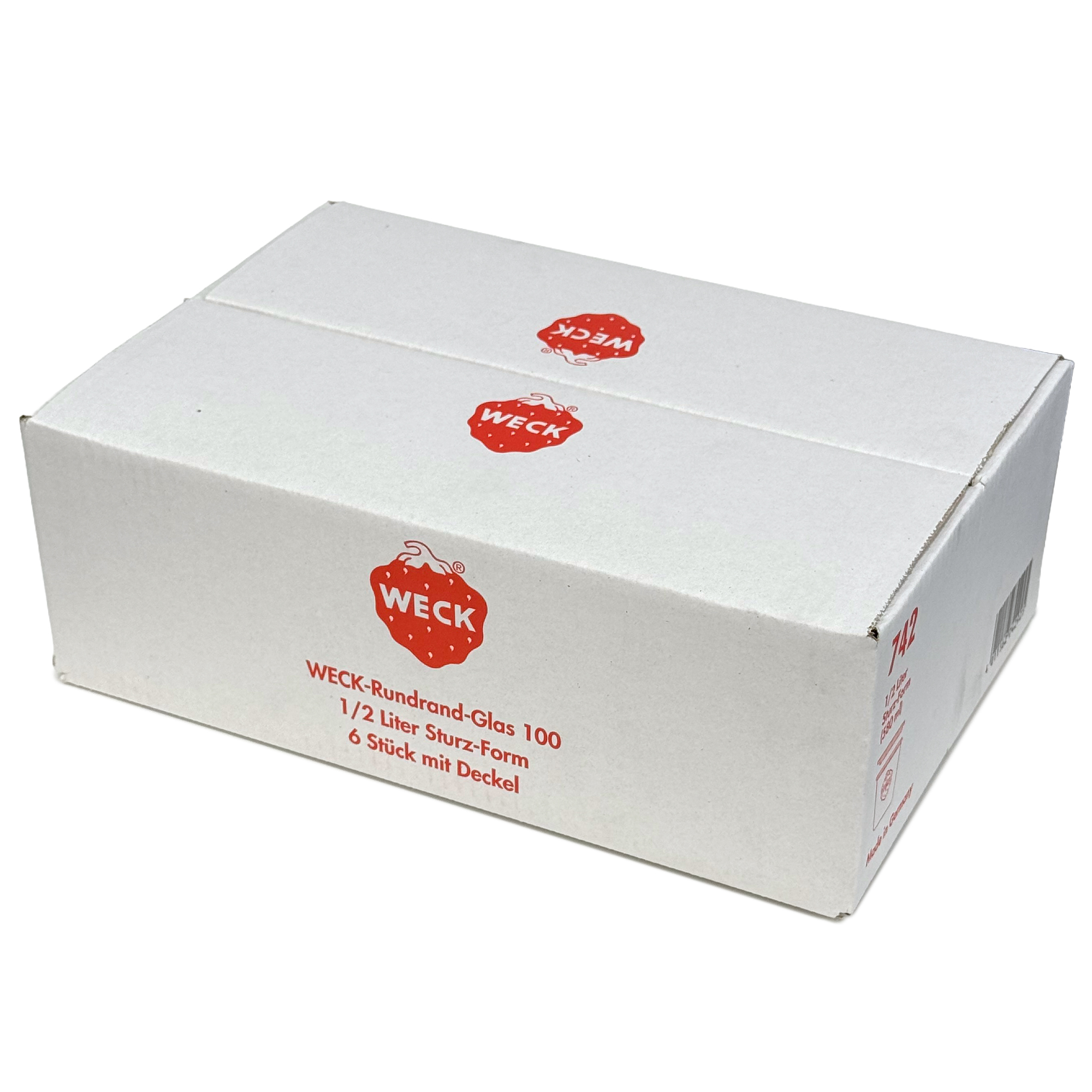 6x 580 ml стъклен буркан WECK с широко гърло със стъклен капак RR 100