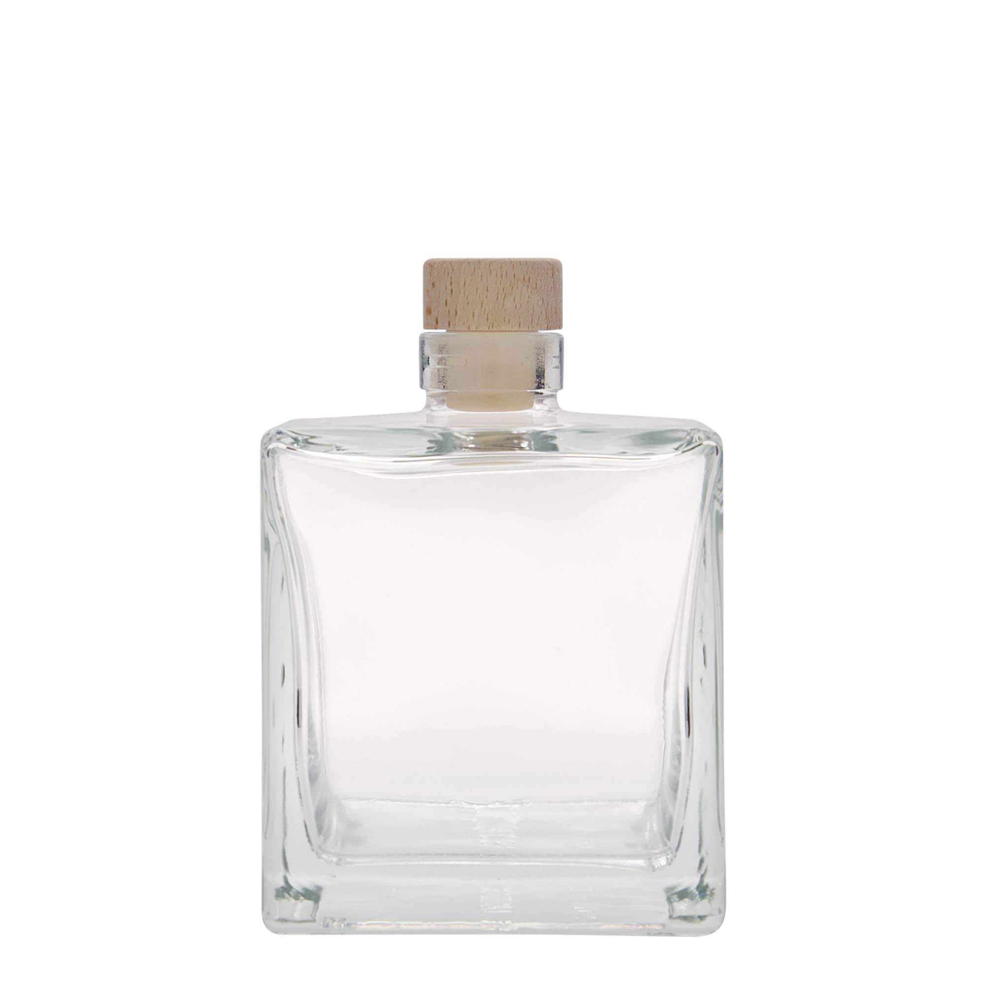 500 ml стъклена бутилка „Cube“, квадратна, затваряне: коркова тапа