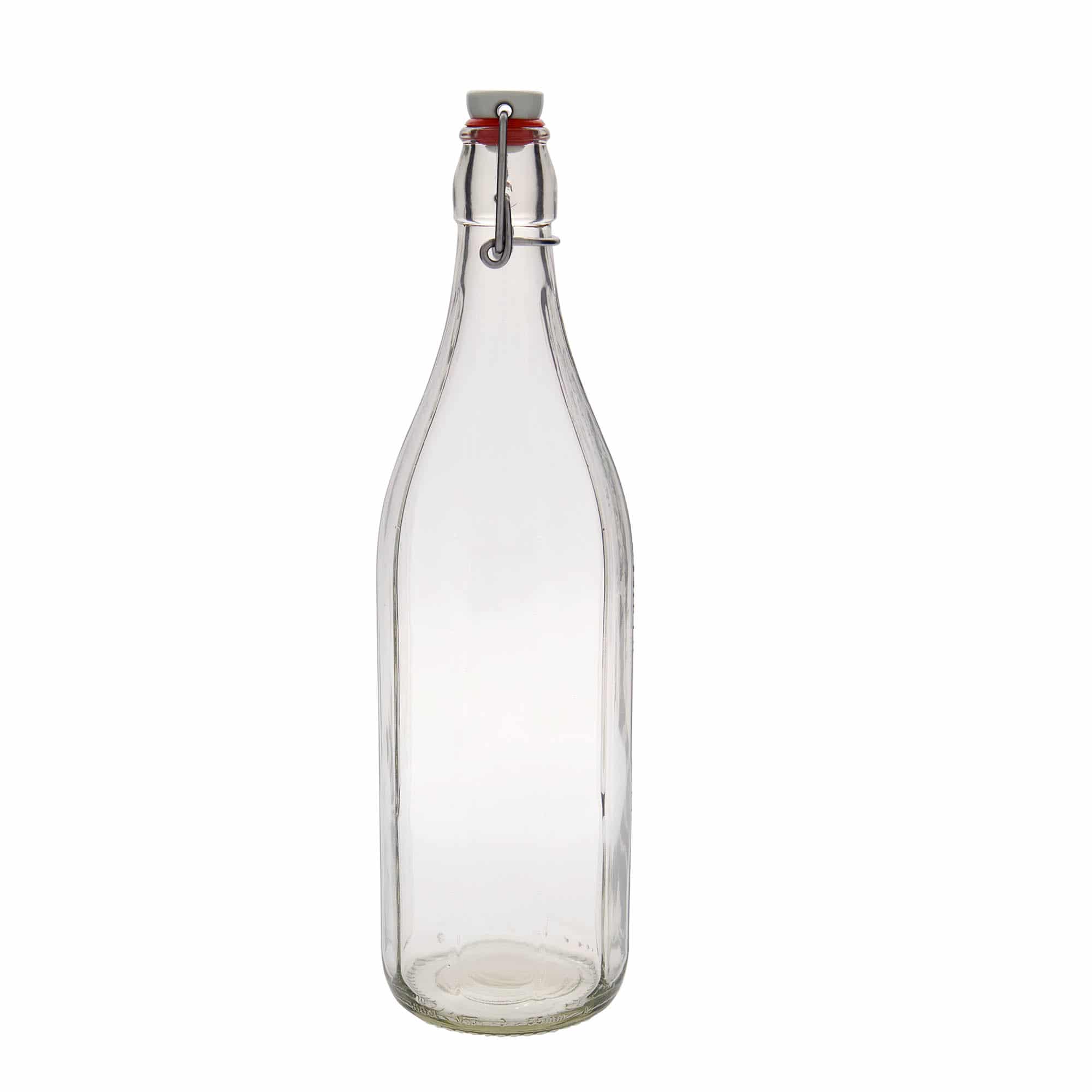 1.000 ml стъклена бутилка 'Bravo' #, десетостенна, отвор: затваряне с щипка 1.000 ml стъклена бутилка 'Bravo' #, десетостенна, отвор: затваряне с щипка