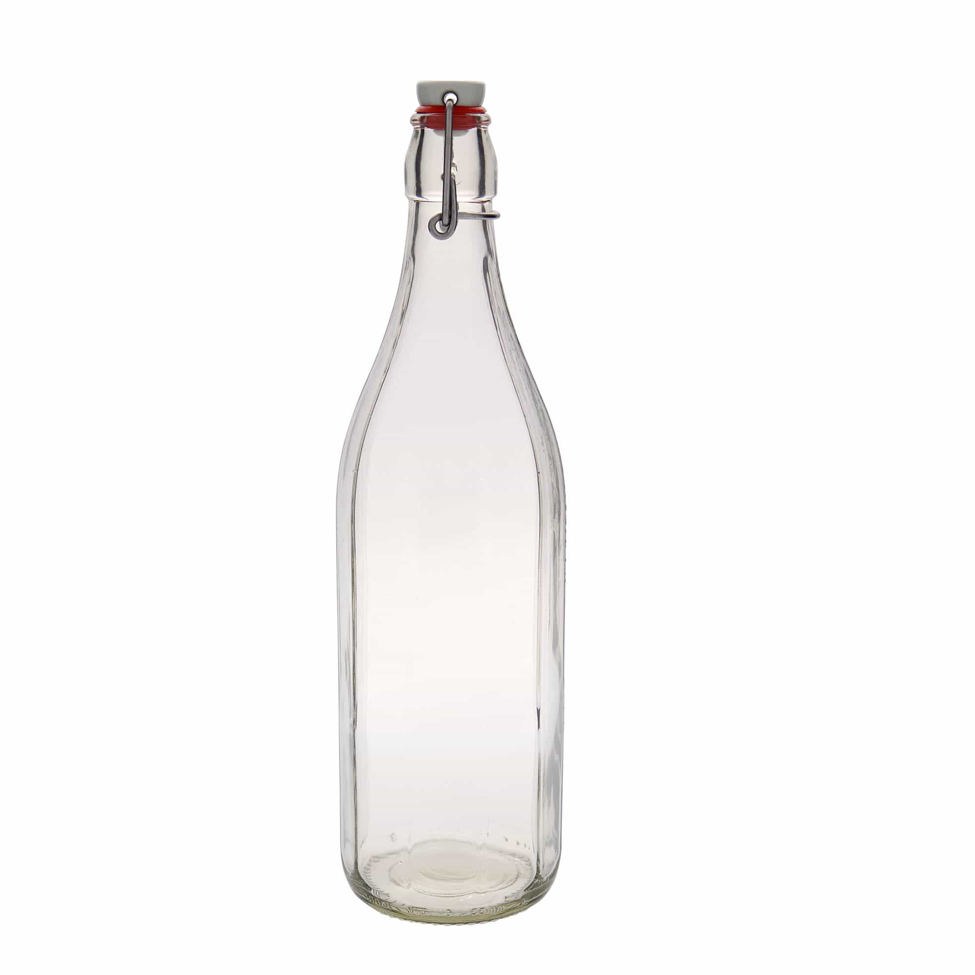 1.000 ml стъклена бутилка 'Bravo' #, десетостенна, отвор: затваряне с щипка 1.000 ml стъклена бутилка 'Bravo' #, десетостенна, отвор: затваряне с щипка