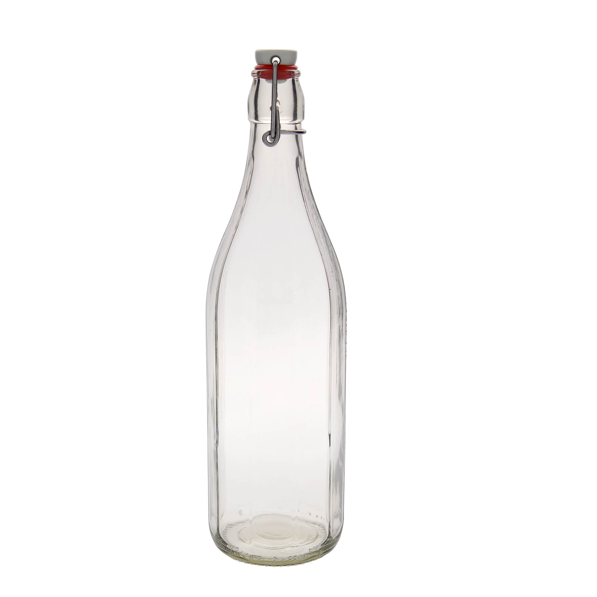 1.000 ml стъклена бутилка 'Bravo' #, десетостенна, отвор: затваряне с щипка