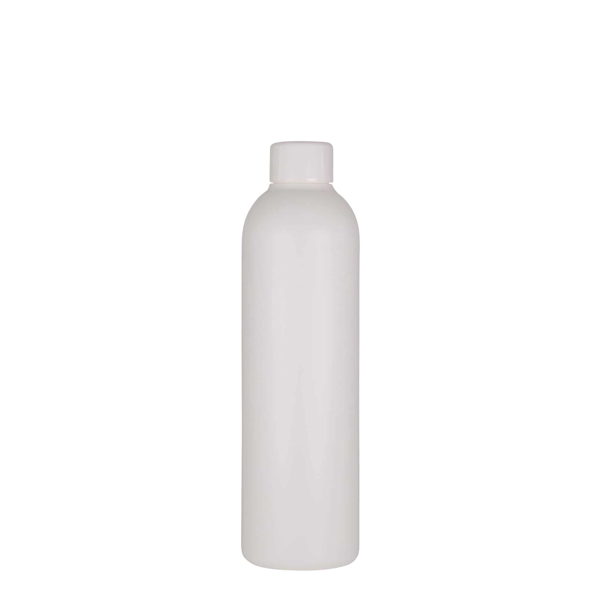 250 ml пластмасова бутилка „Tuffy“, HDPE, бяла, затваряне: винтова капачка GPI 24/410
