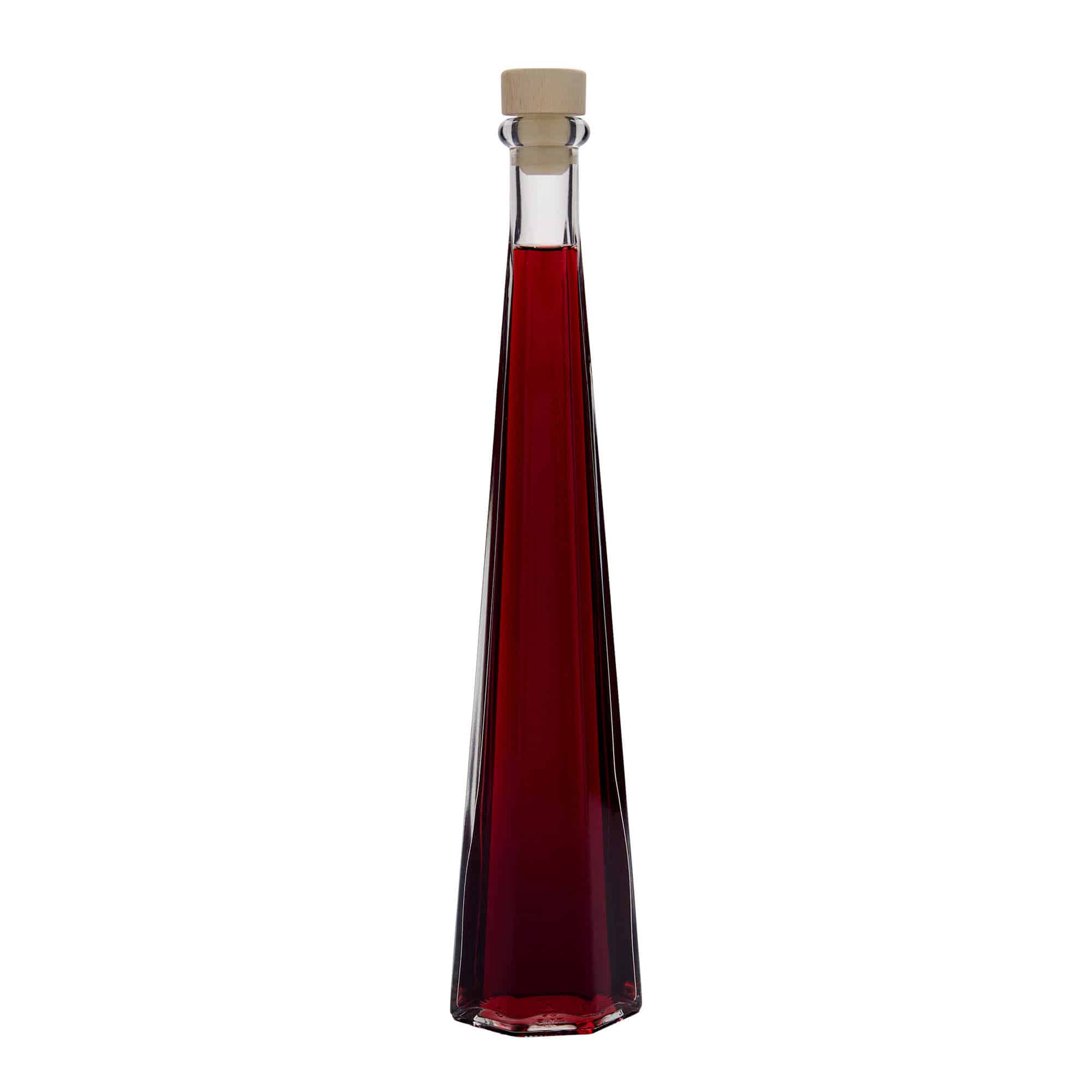 200 ml стъклена бутилка „Dama Sexta“, шестоъгълна, затваряне: коркова тапа