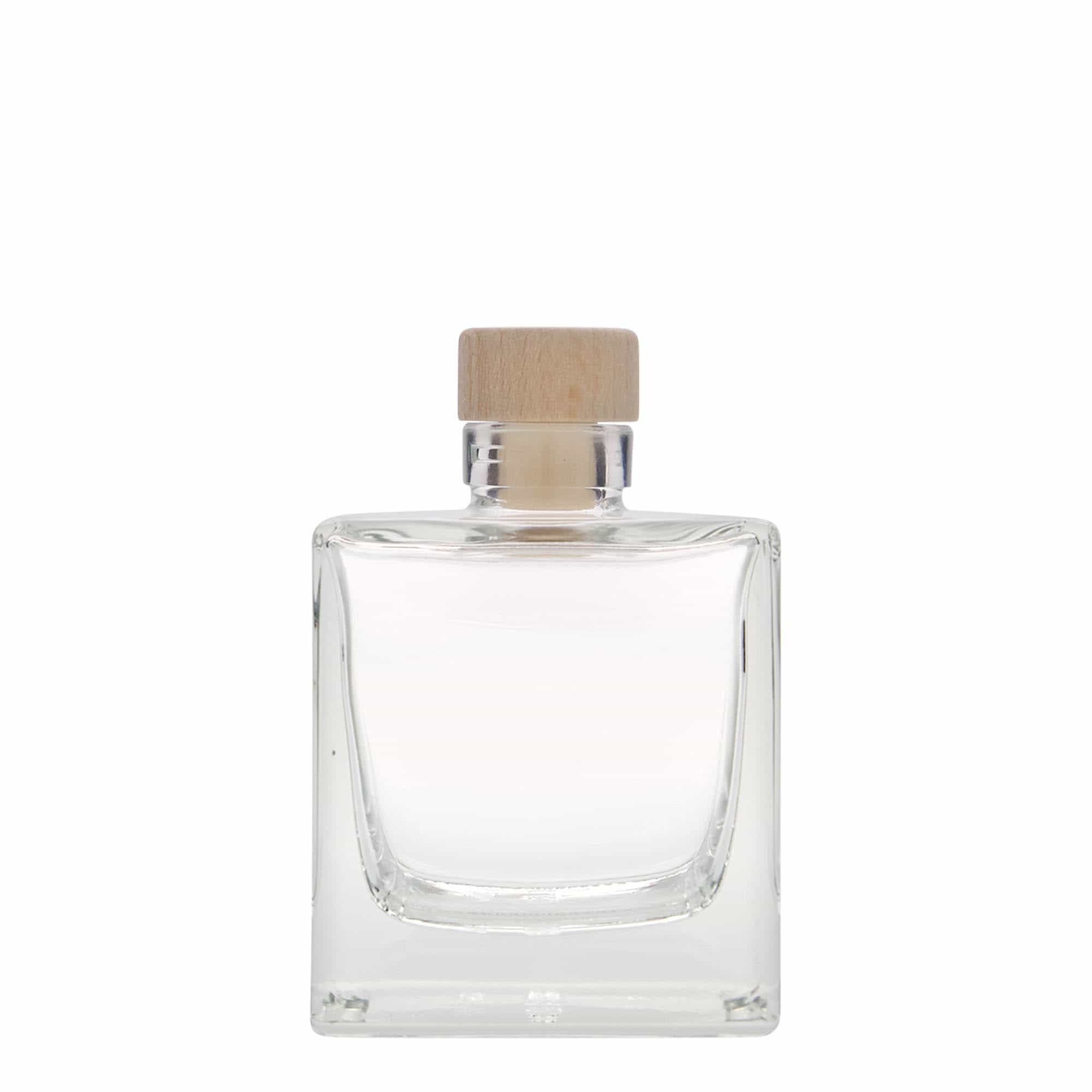 200 ml стъклена бутилка „Cube“, квадратна, затваряне: коркова тапа