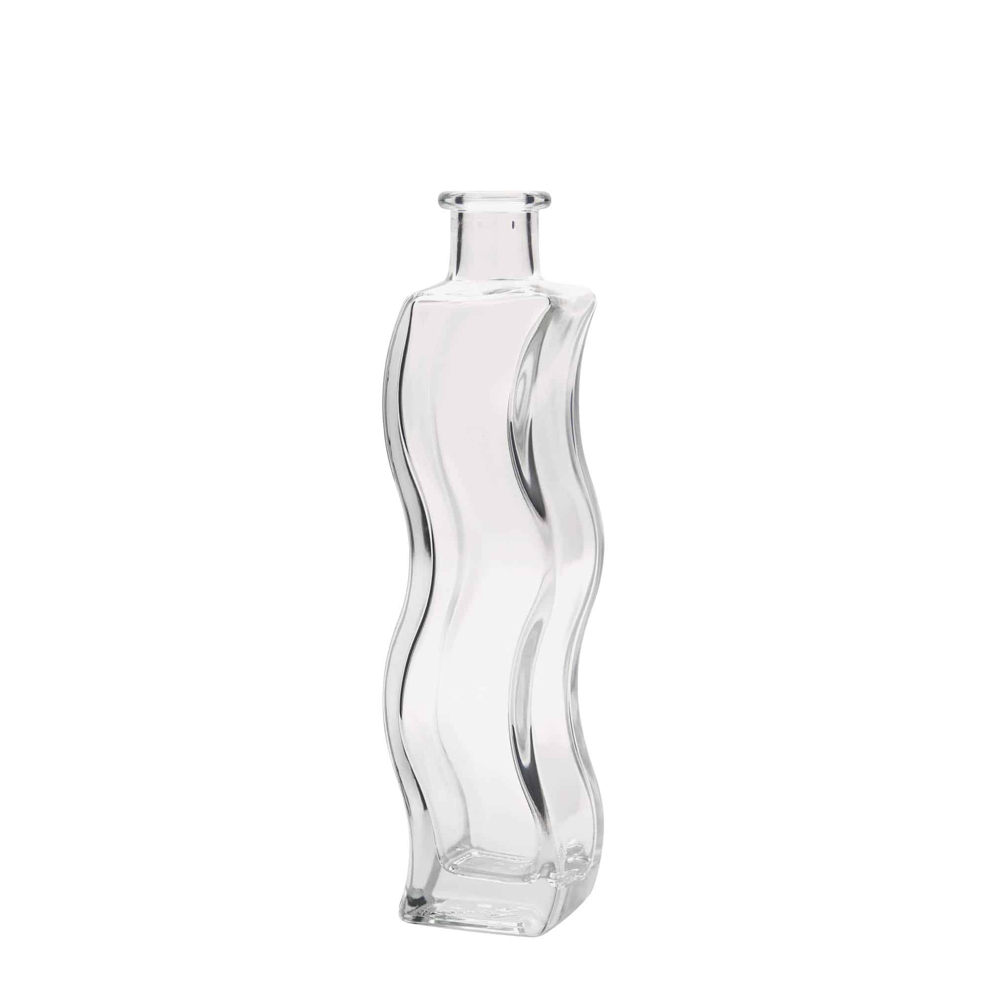 200 ml стъклена бутилка „Вълна“, квадратна, затваряне: коркова тапа