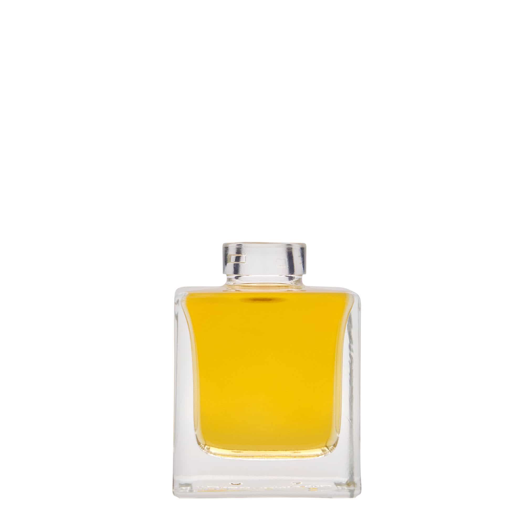 100 ml стъклена бутилка „Cube“, квадратна, затваряне: коркова тапа