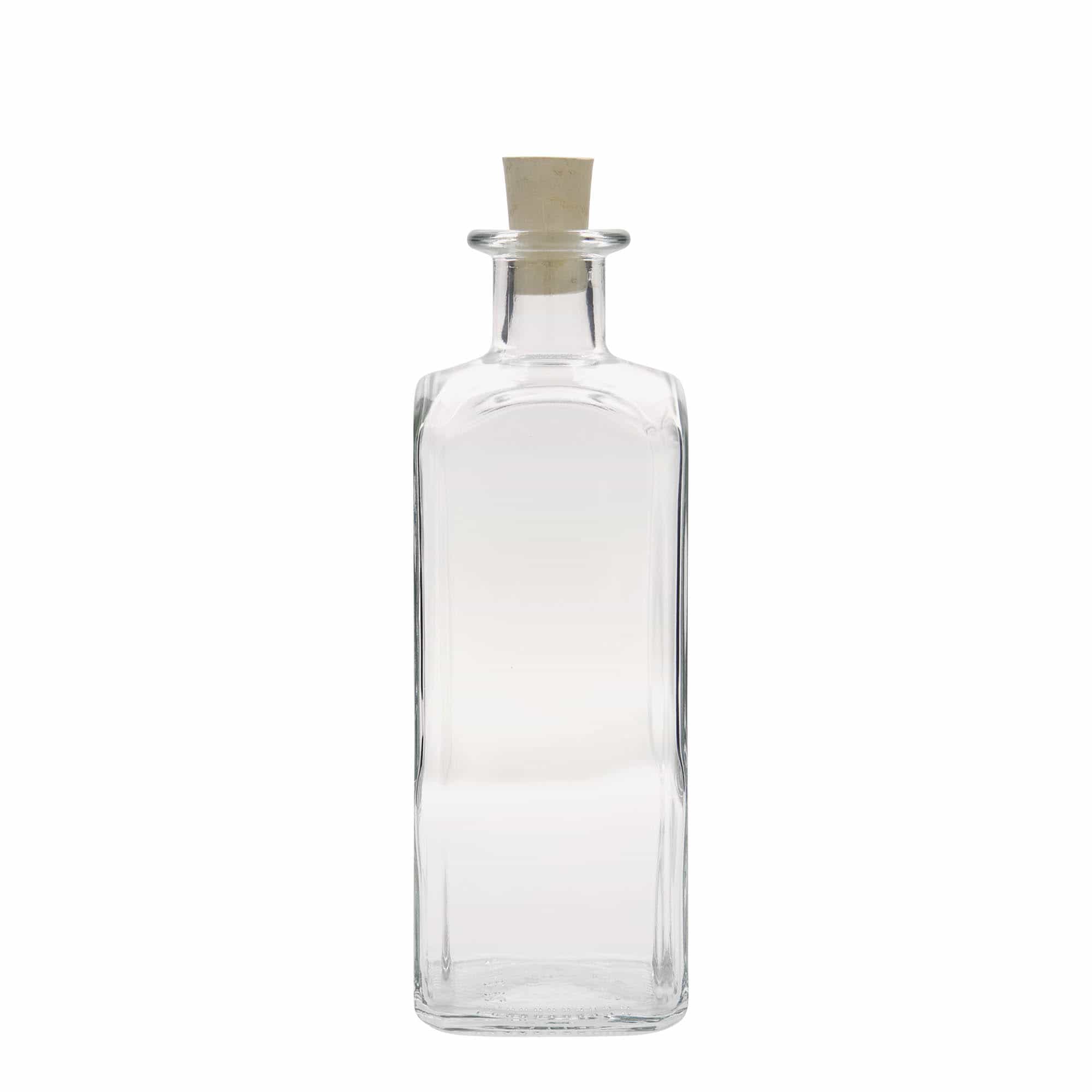 500 ml стъклена аптекарска бутилка „Carré“, квадратна, затваряне: коркова тапа
