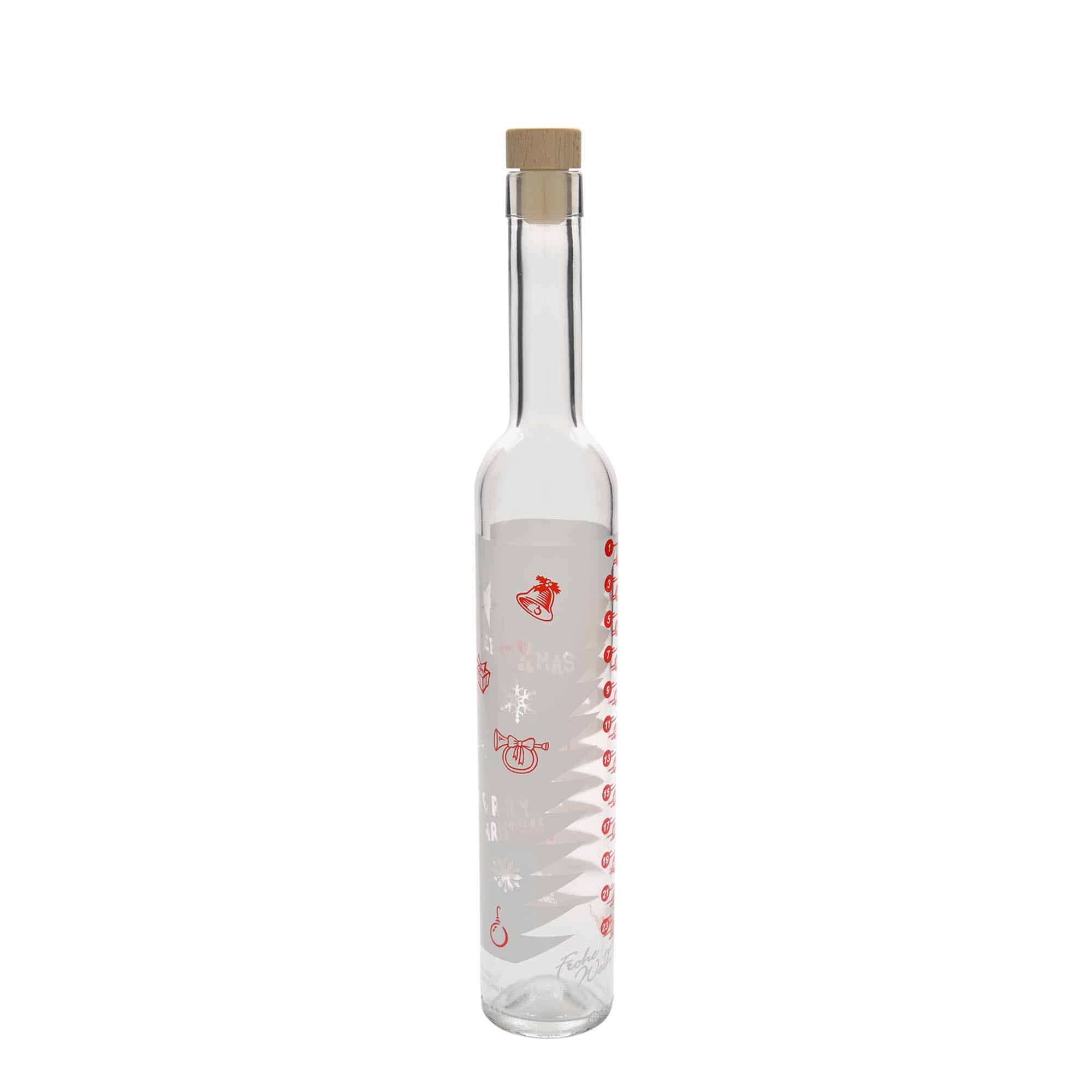 500 ml стъклена бутилка „Maximo“ с щампа „Коледен календар“, затваряне: коркова тапа