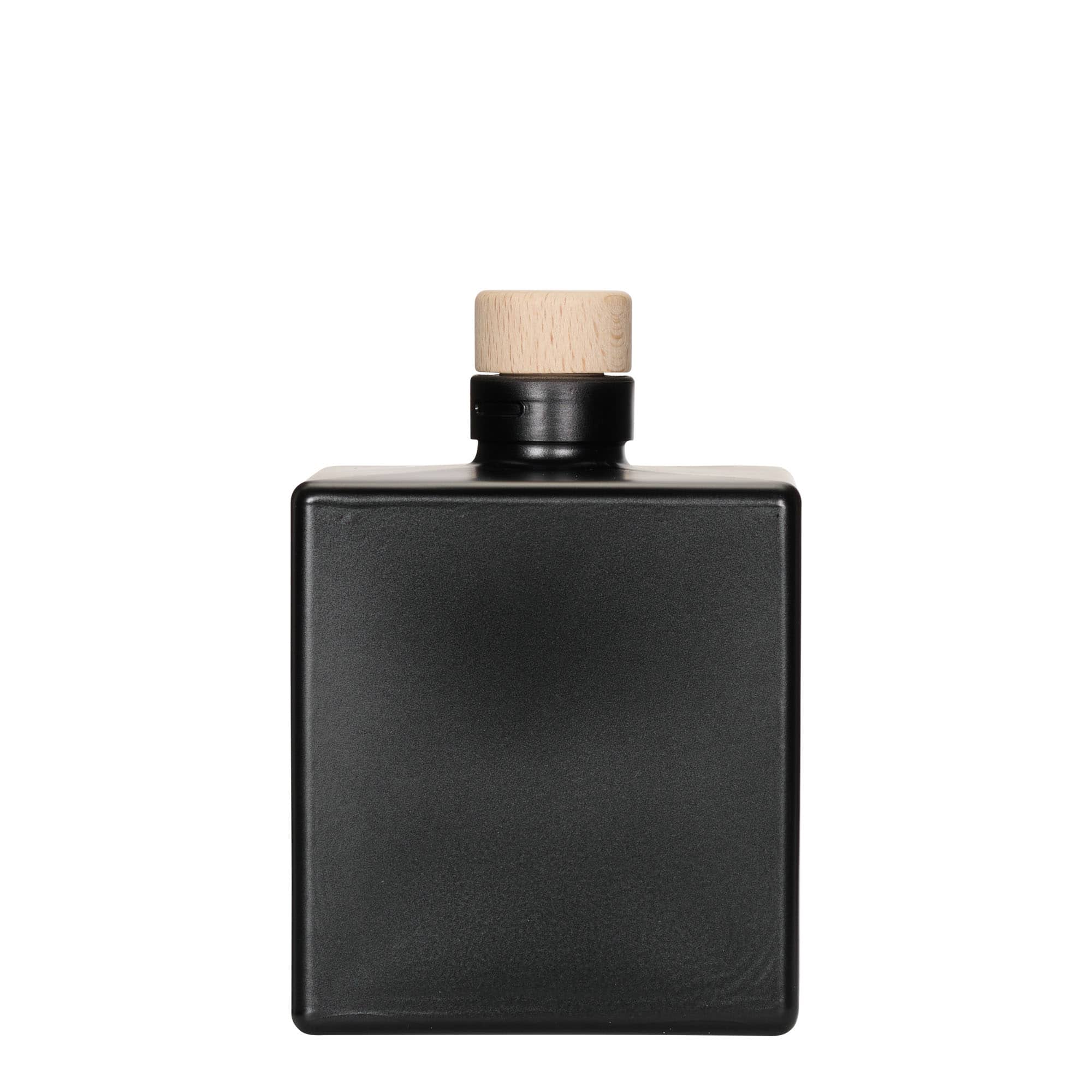 500 ml стъклена бутилка „Cube“, квадратна, черна, затваряне: коркова тапа