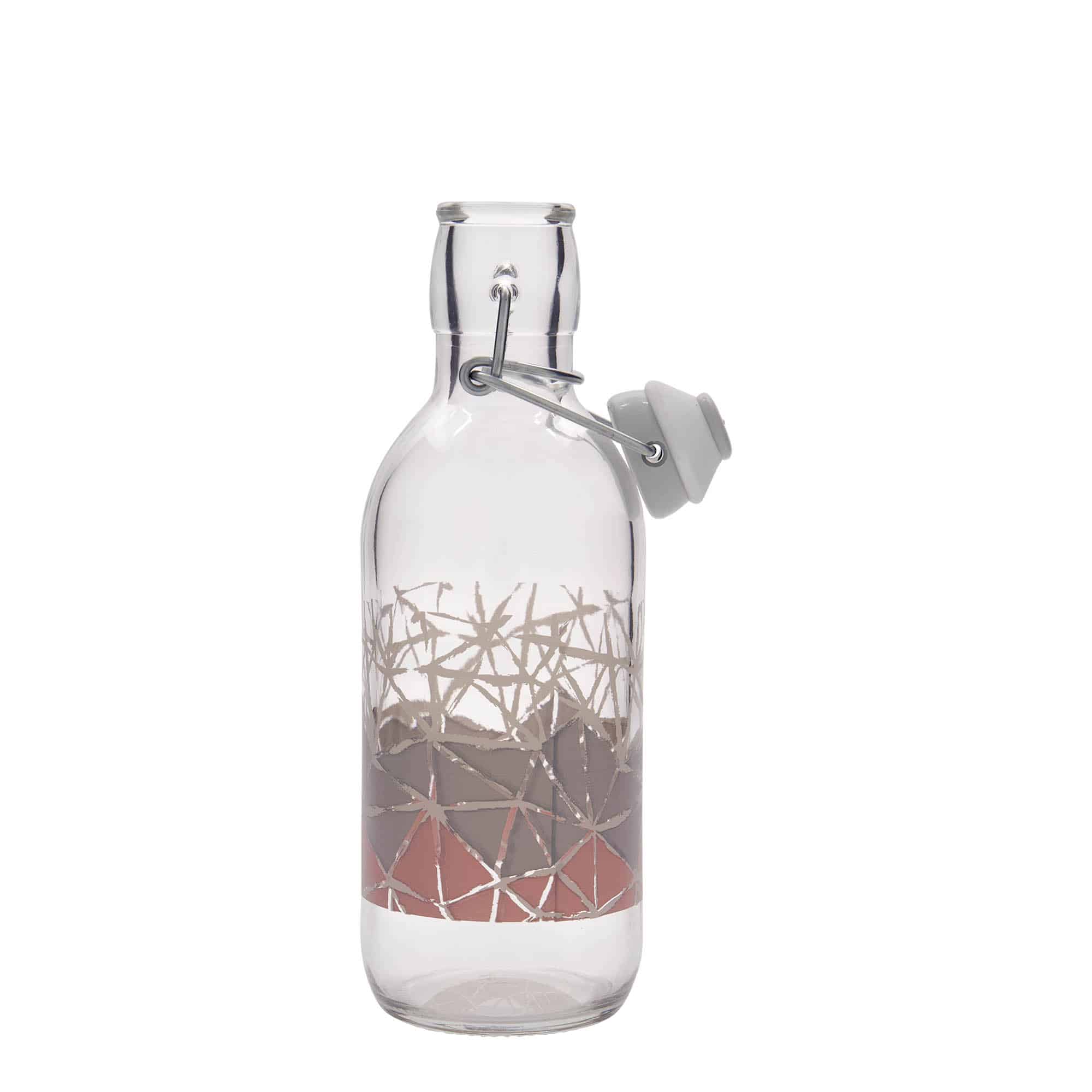 500 ml стъклена бутилка „Emilia“, мотив: Manolibera rosa, затваряне: тапа с клипс