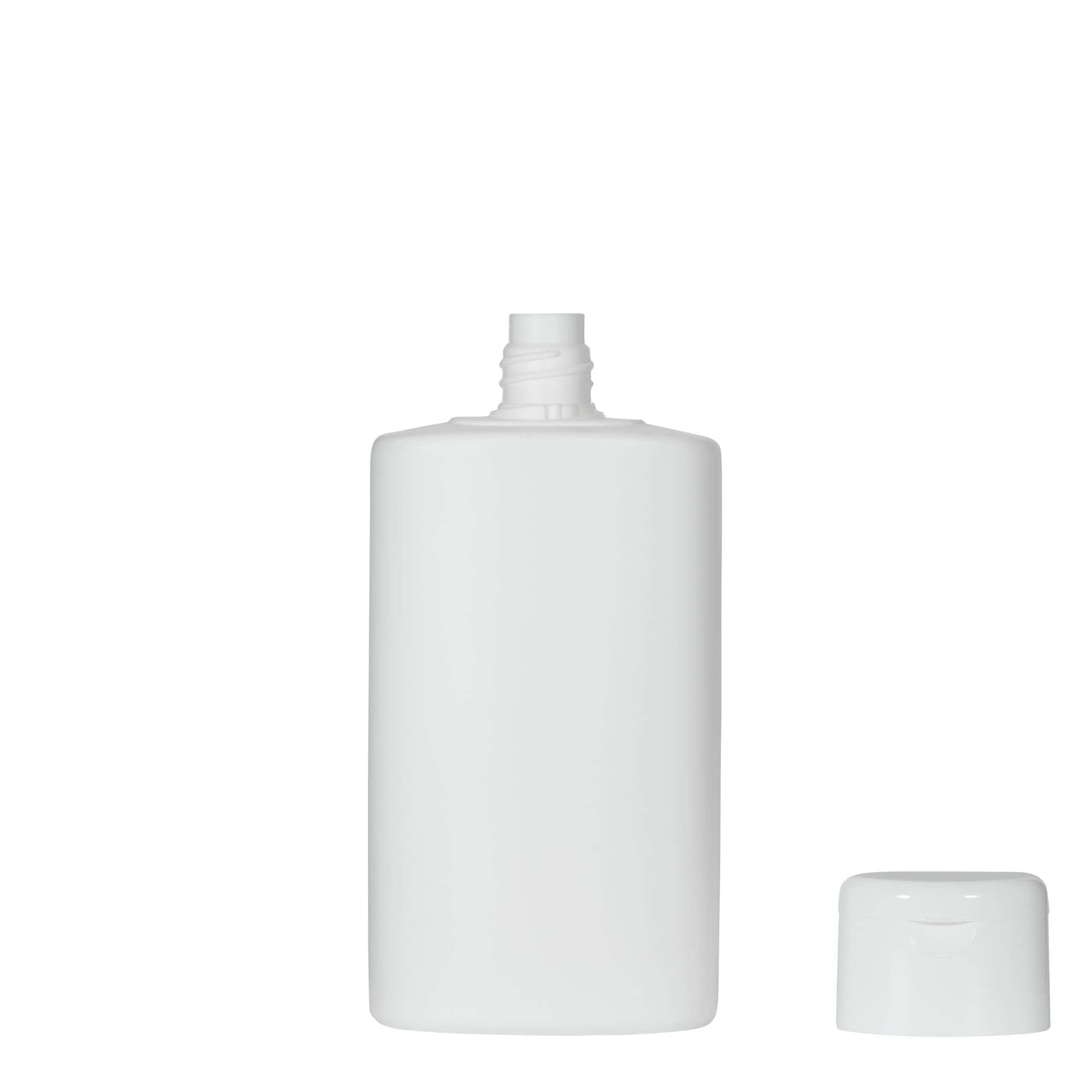 250 ml пластмасова бутилка „Indy“, овална, HDPE, бяла, затваряне: винтова капачка