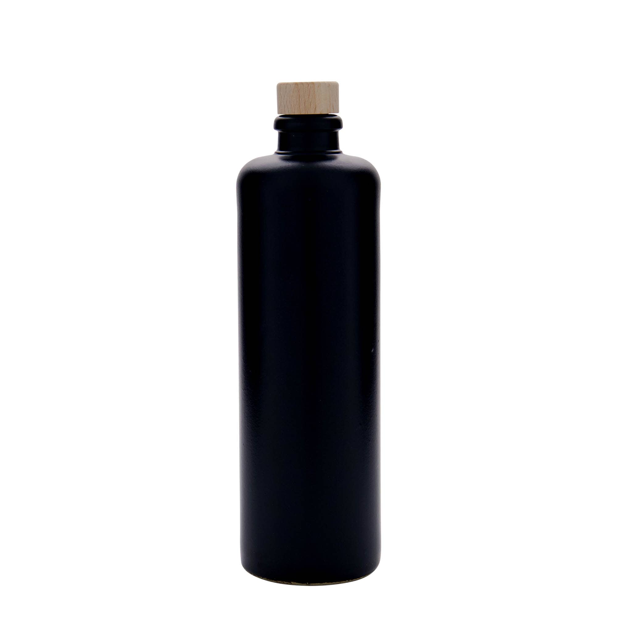 500 ml бутилка, каменна керамика, черна, затваряне: коркова тапа