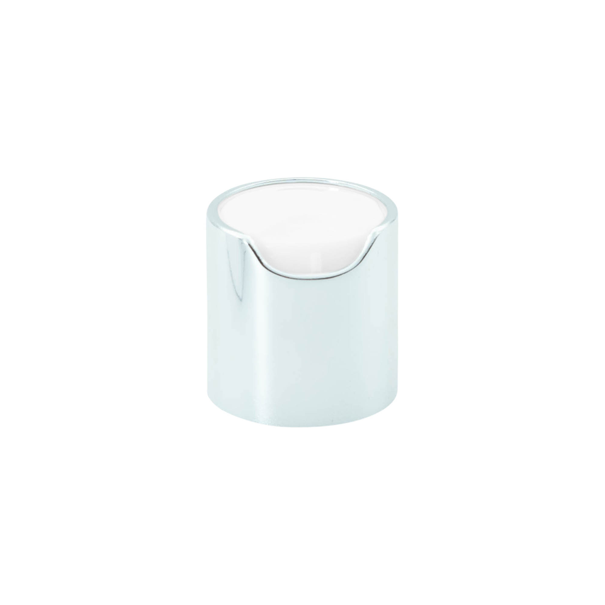 Винтова капачка Disc Top, PP пластмаса, сребриста, за отвор: 24/410 Винтова капачка Disc Top, PP пластмаса, сребриста, за отвор: 24/410